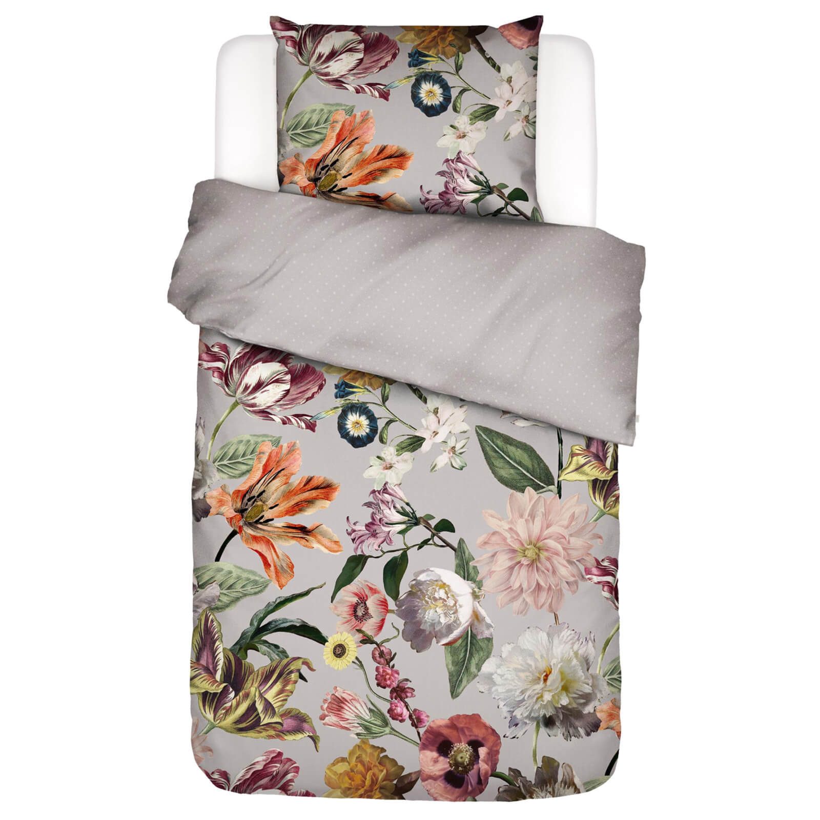 Essenza Bettwäsche Filou Grey Satin, Satin, 2 teilig, Blumen, Rosen, Dahlie günstig online kaufen