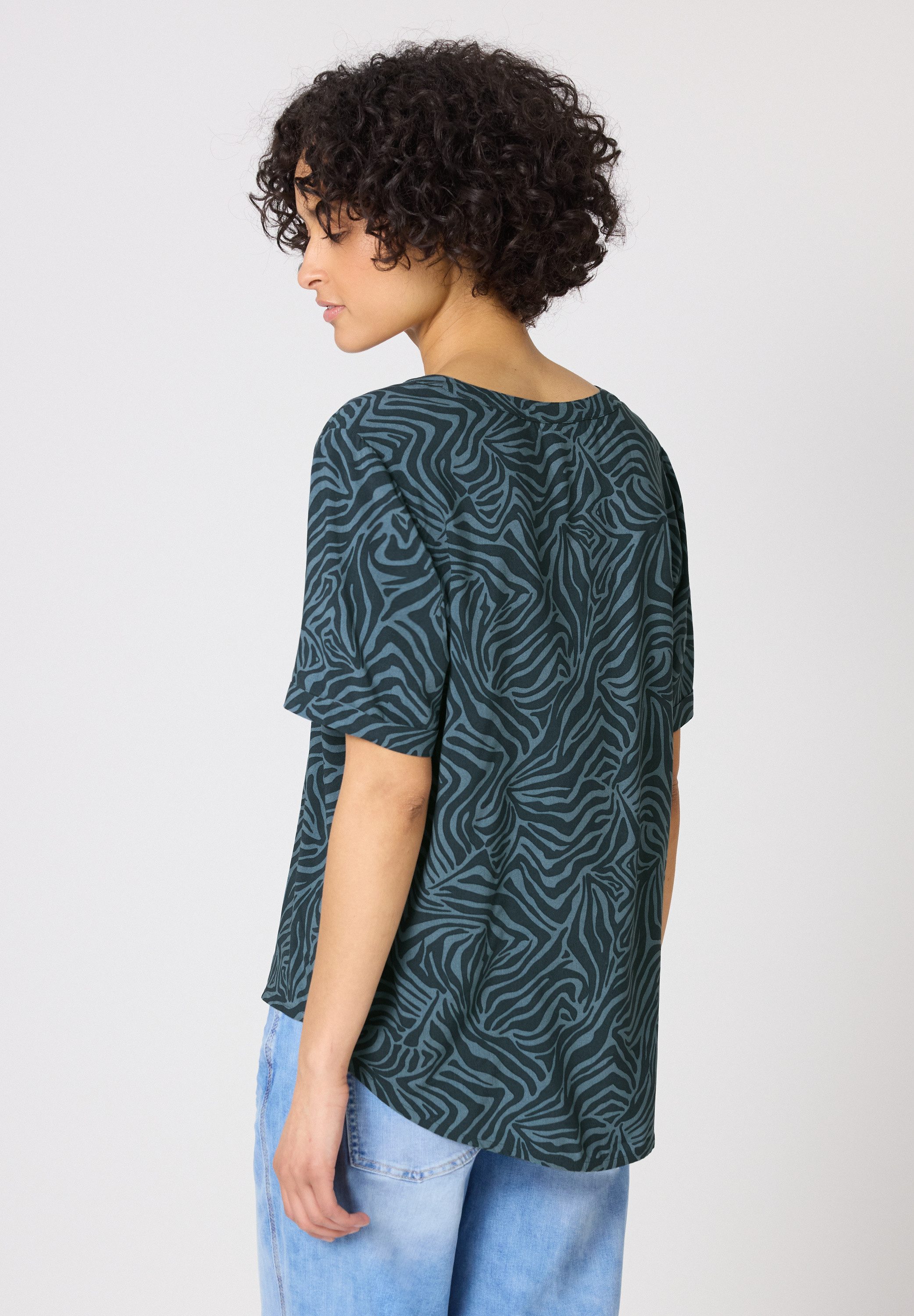 STREET ONE Hemdbluse mit geschlitztem Rundhalsausschnitt