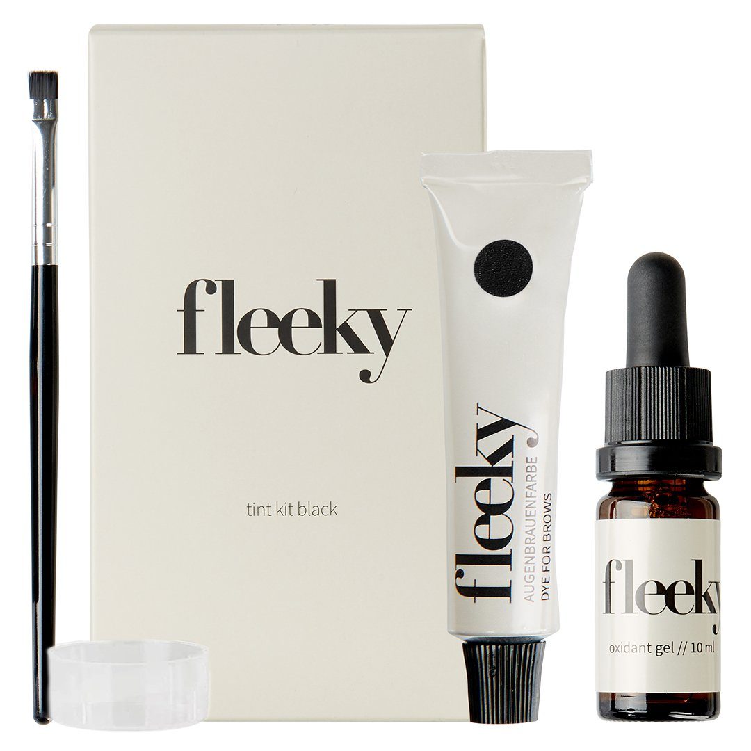 fleeky Augenbrauen-Farbe Tint Kit - Augenbrauen Haarfärbeset, Für bis zu 30 Anwendungen, Vegane, wischfeste Brauenfarbe – langanhaltend für alle Haartypen