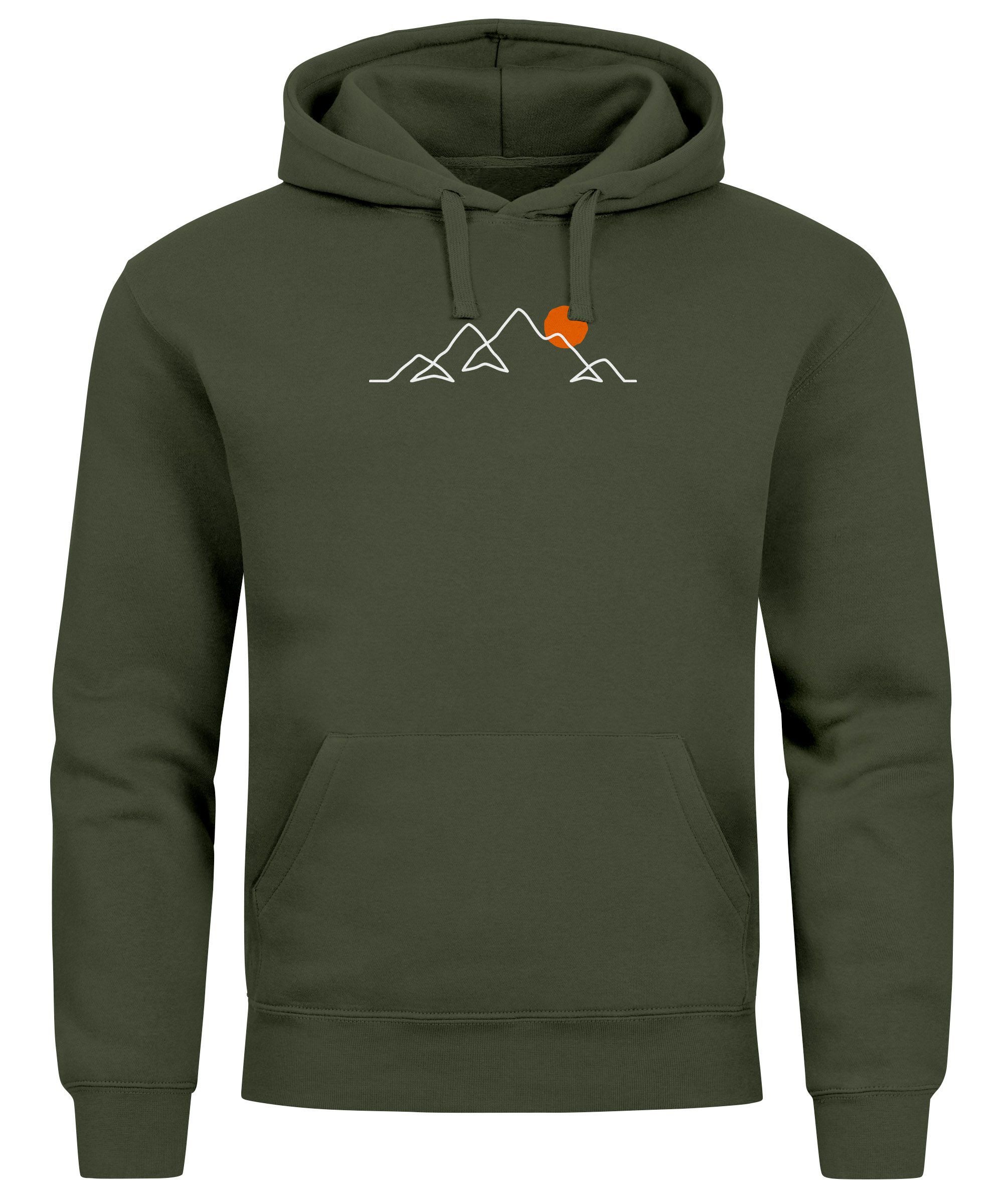 Neverless Hoodie Hoodie Herren Frontprint Line-Art Berge Wandern Natur Outd günstig online kaufen