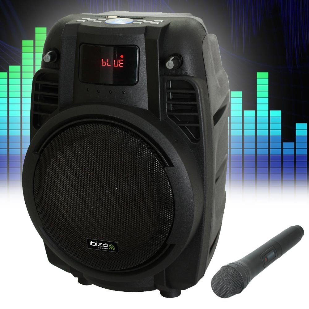 Ibiza Sound Lautsprecher (Tragbare 16cm Beschallungsanlage USB SD REC  Bluetooth & VHF MIC)