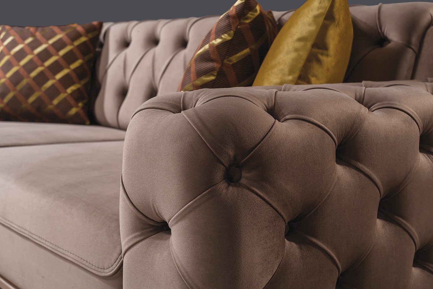 Sofa in Mikrofaser Turkey, Roma, Braun 2-Sitzer, 1 Villa Möbel Stk. Samtstoff Quality Made