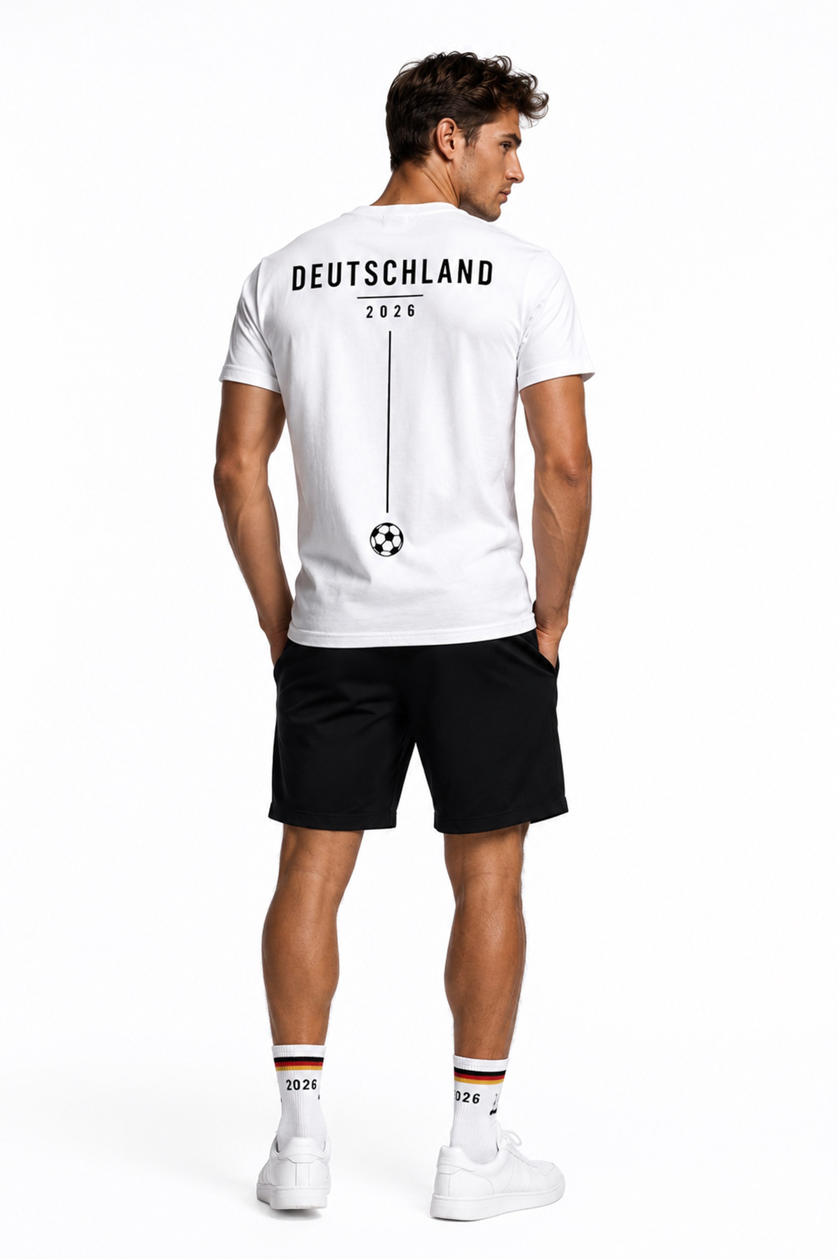 Banco T-Shirt Herren Die Mannschaft Fußball WM Public Viewing Kurzarmshirt (Einzelartikel) Hochwertige 4-Sterne-Stickerei, rückseitiger Thermo-Kleber
