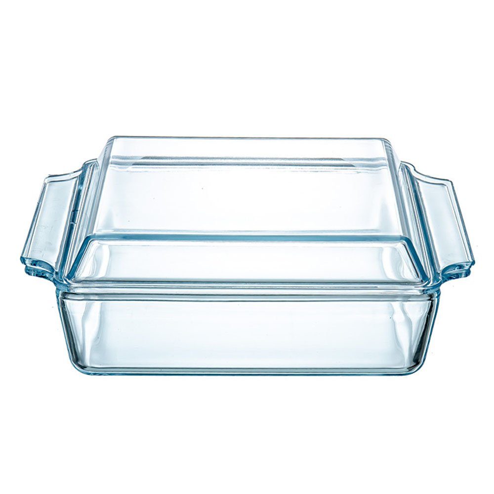 FELIXLEO Schüssel Rechteckigen Glastopfschüssel mit Glasdeckel , 1.5L, glas