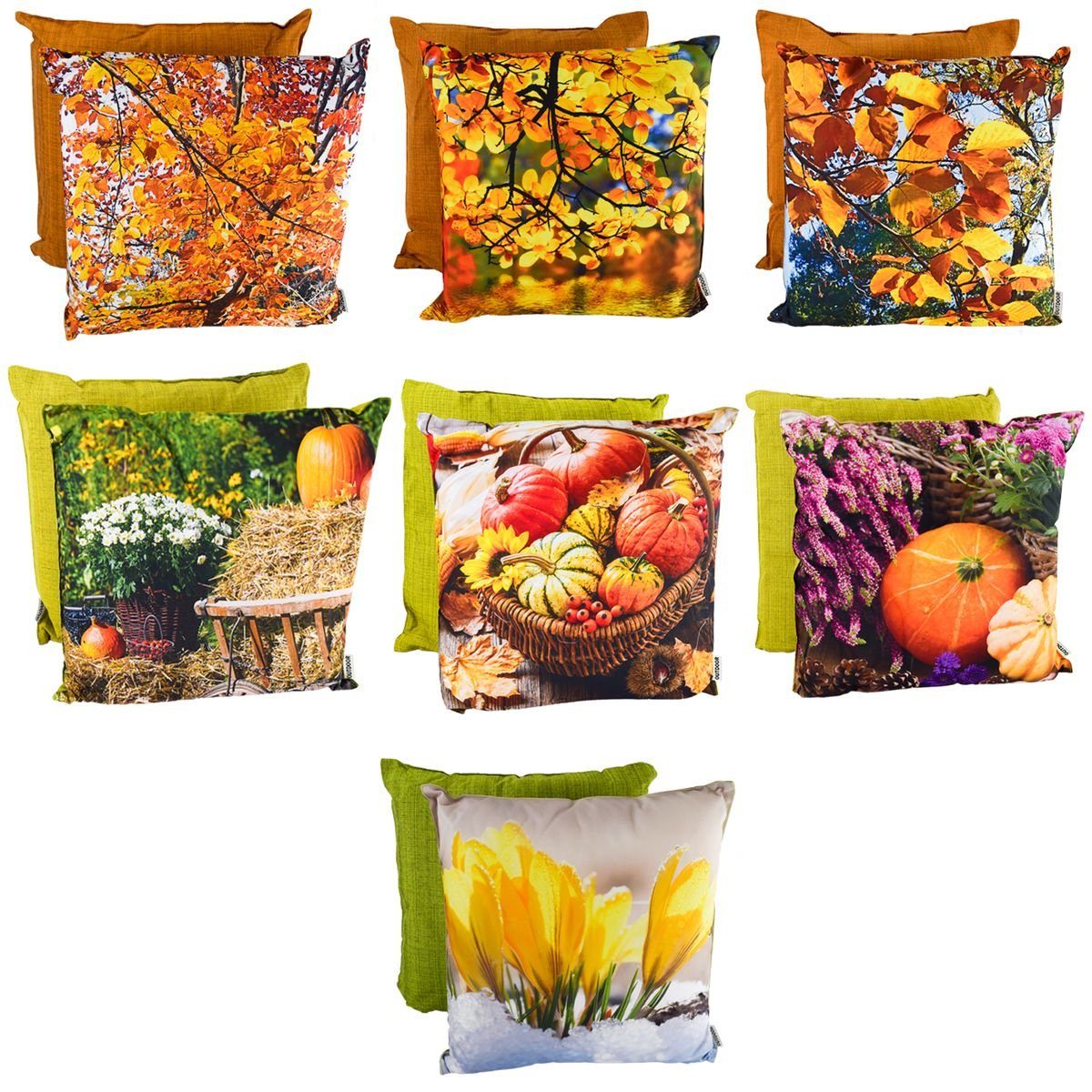 Marabellas Shop Dekokissen Dekokissen 45x45x12cm wetterbeständig Outdoorkissen Vorderseite bedruckter mit Herbst Foto-Motive