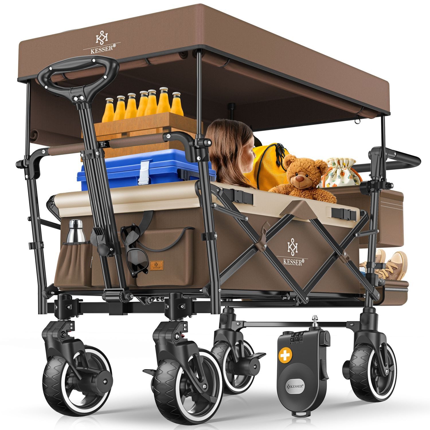 KESSER Bollerwagen, Bollerwagen Faltbar GTS-9100 mit Dach Handwagen Transportwagen