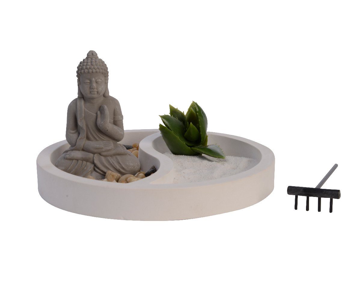 Decoris season decorations Buddhafigur, Buddha Zen Garten Yin Yang Form in  Betonoptik 12x19cm braun / beige