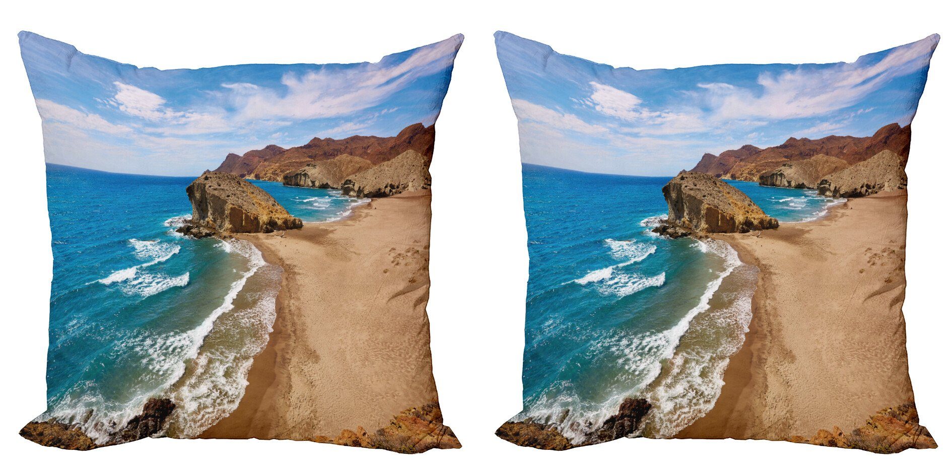 Kissenbezüge Modern Accent Doppelseitiger Digitaldruck, Abakuhaus (2 Stück), Landschaft Sommer-Strand-Spanien
