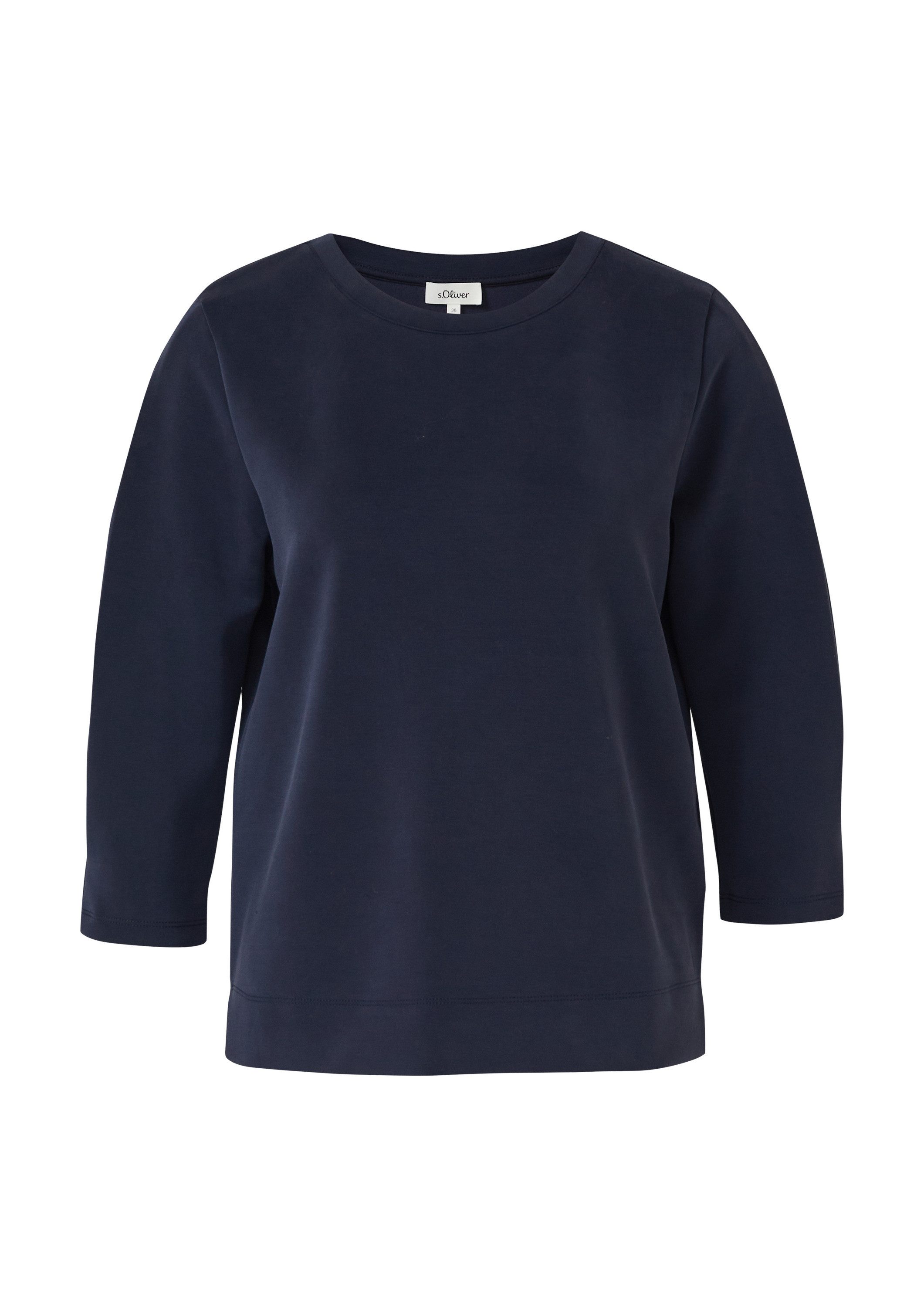 s.Oliver 3/4 Arm-Pullover Sweatshirt Sweatshirt aus Scuba mit 3/4-Arm