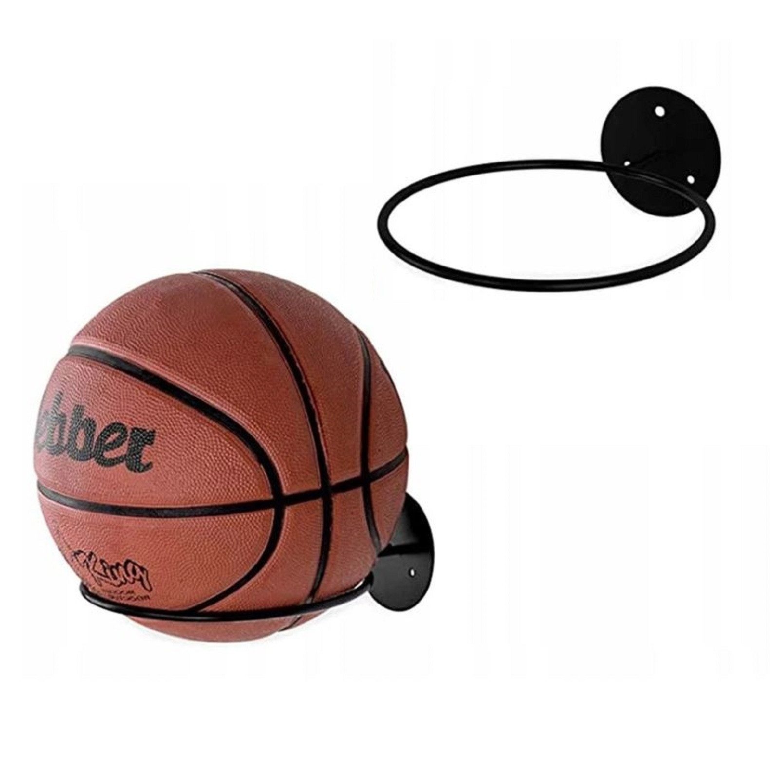 QLS Basketballständer 1 Stück, Ballhalterung Wandmontiert aus Metall für 1 Ball Schwarz