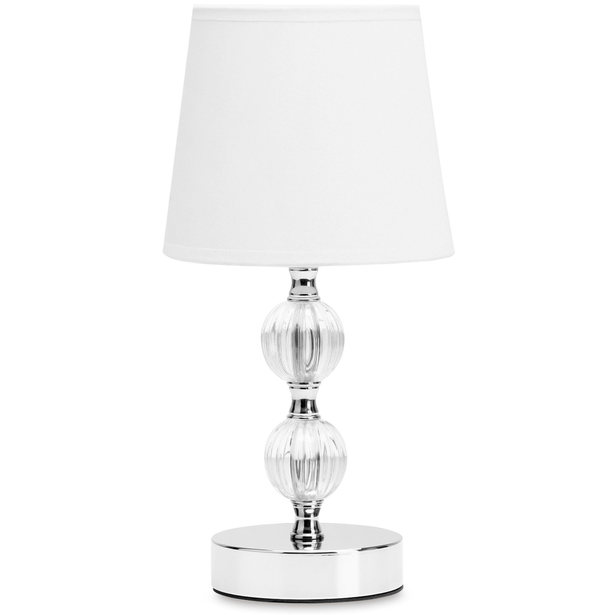 einem ohne mit elegante VULGA Tischlampe, Glasfuß Lampe, Leuchtmittel, weiß/transparent Konsimo Tischleuchte