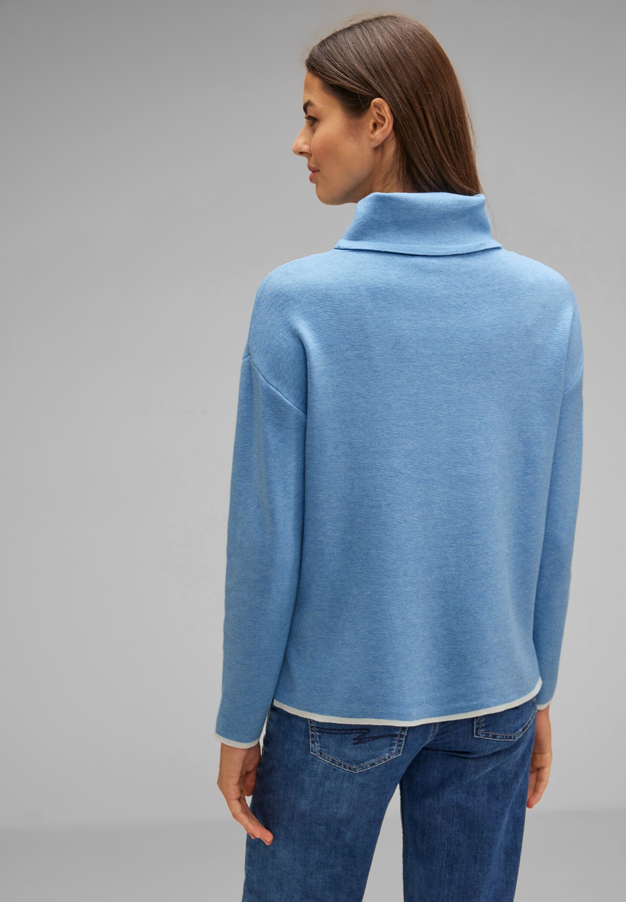 Bl mit ONE Tunnelzugband melange Gentle gentle in STREET (1-tlg) One Tunnelzugbändchen Strickpullover blue Street Pullover