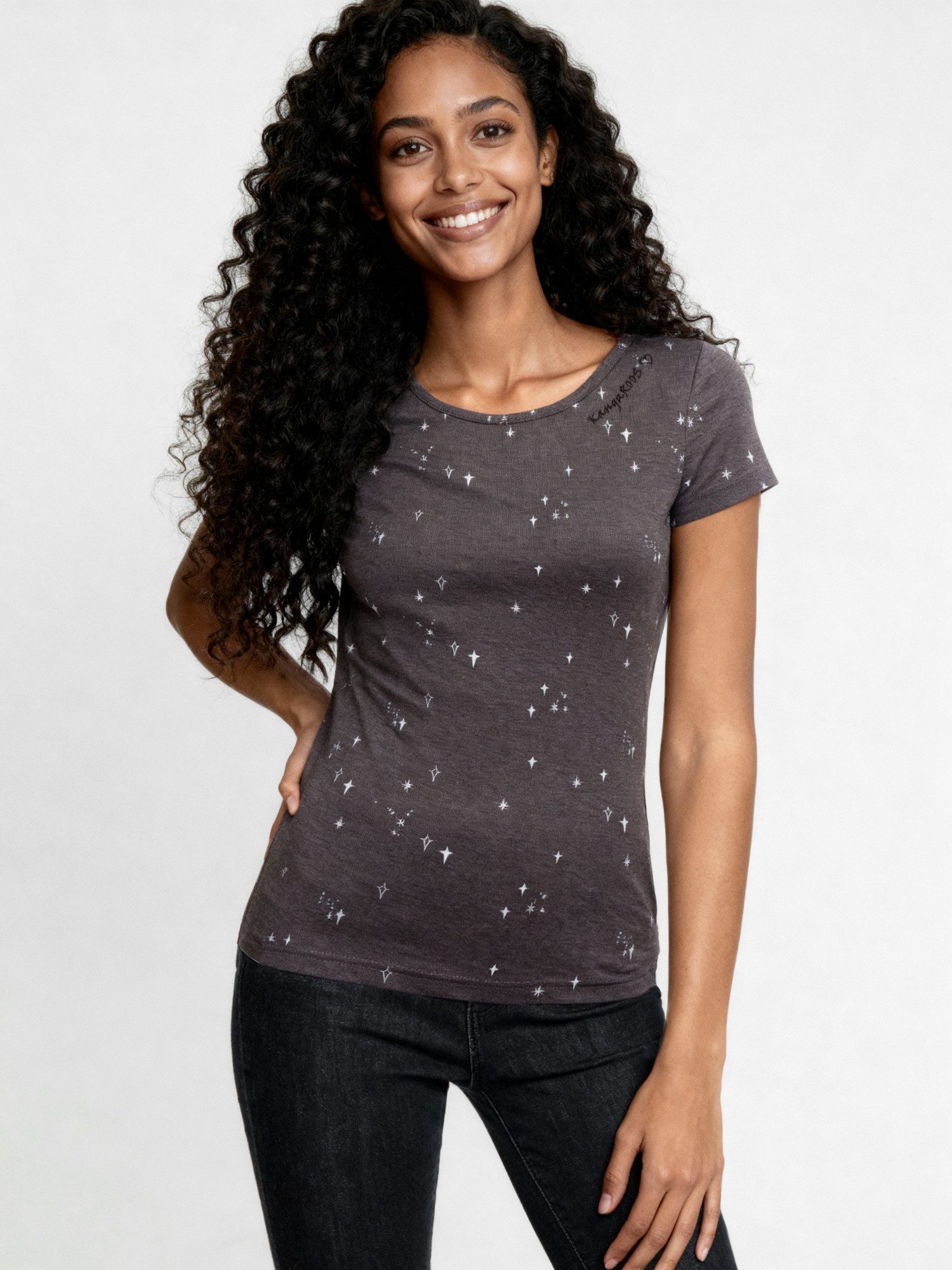 KangaROOS T-Shirt Kurzarm, sehr figurbetont, mit Kontrastnaht