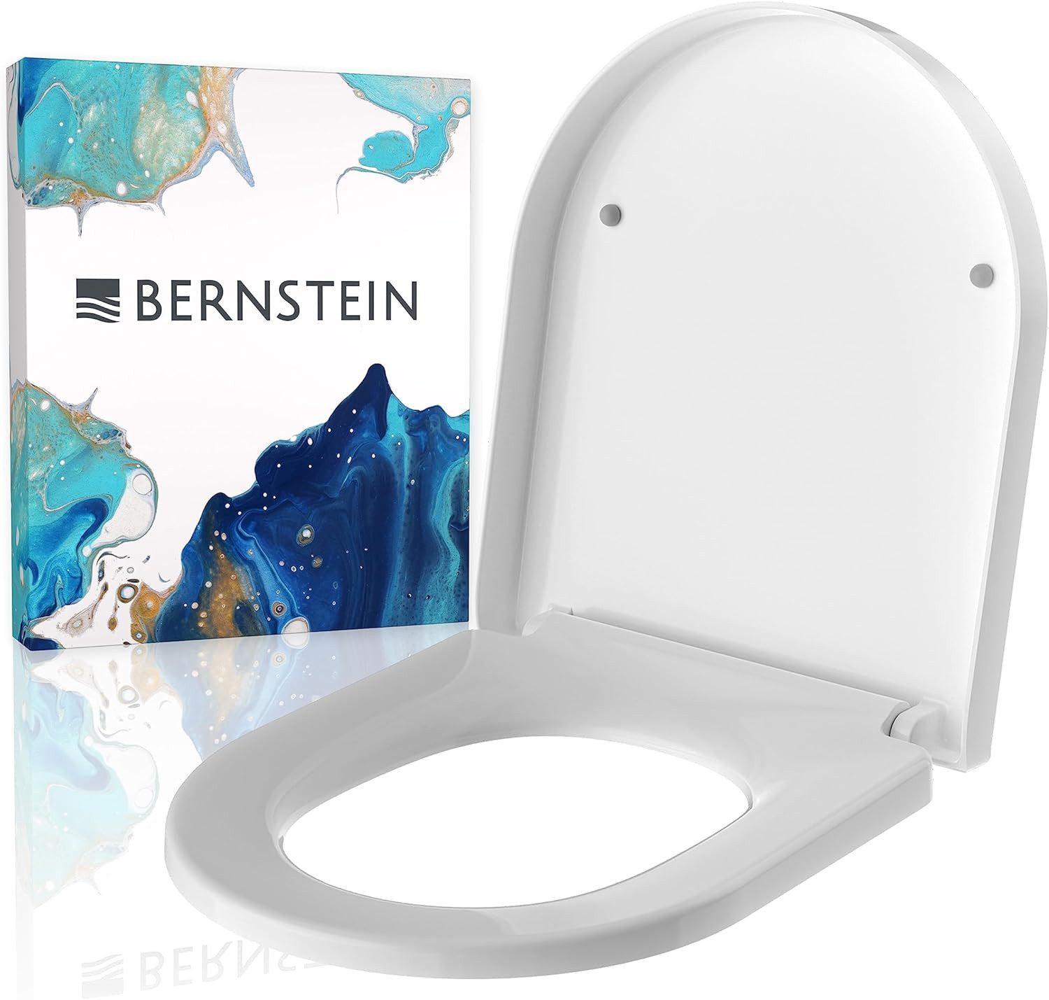 Bernstein WC-Sitz U1009 (Komplett-Set, inkl. Befestigungsmaterial), weiß / D-Form / Absenkautomatik / aus Duroplast / abnehmbar