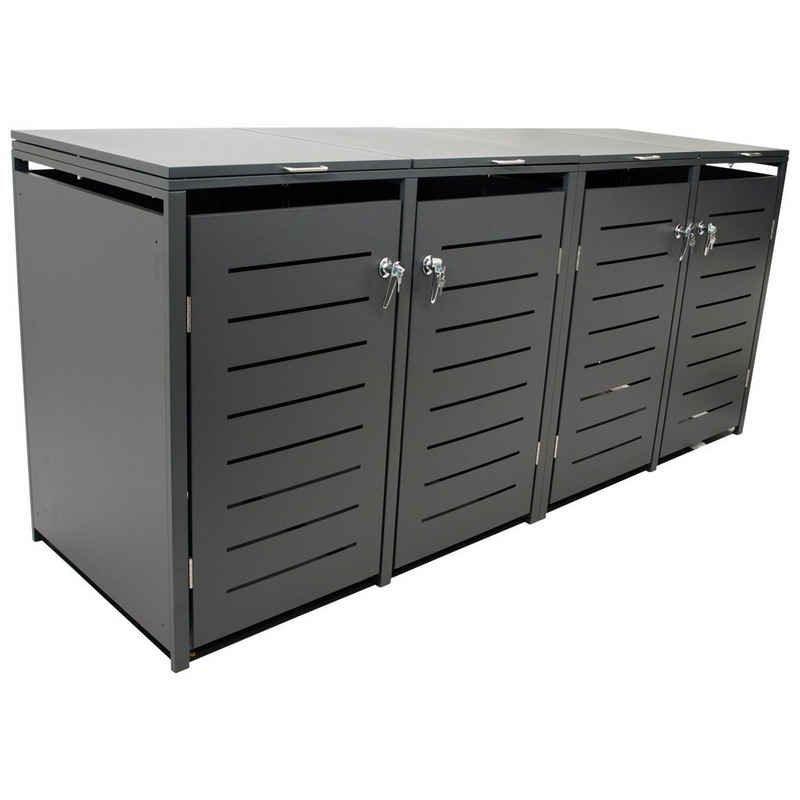 DEGAMO Mülltonnenbox KÖLN (1 St), Stahl grau, für 4 Tonnen 120 oder 240 Liter