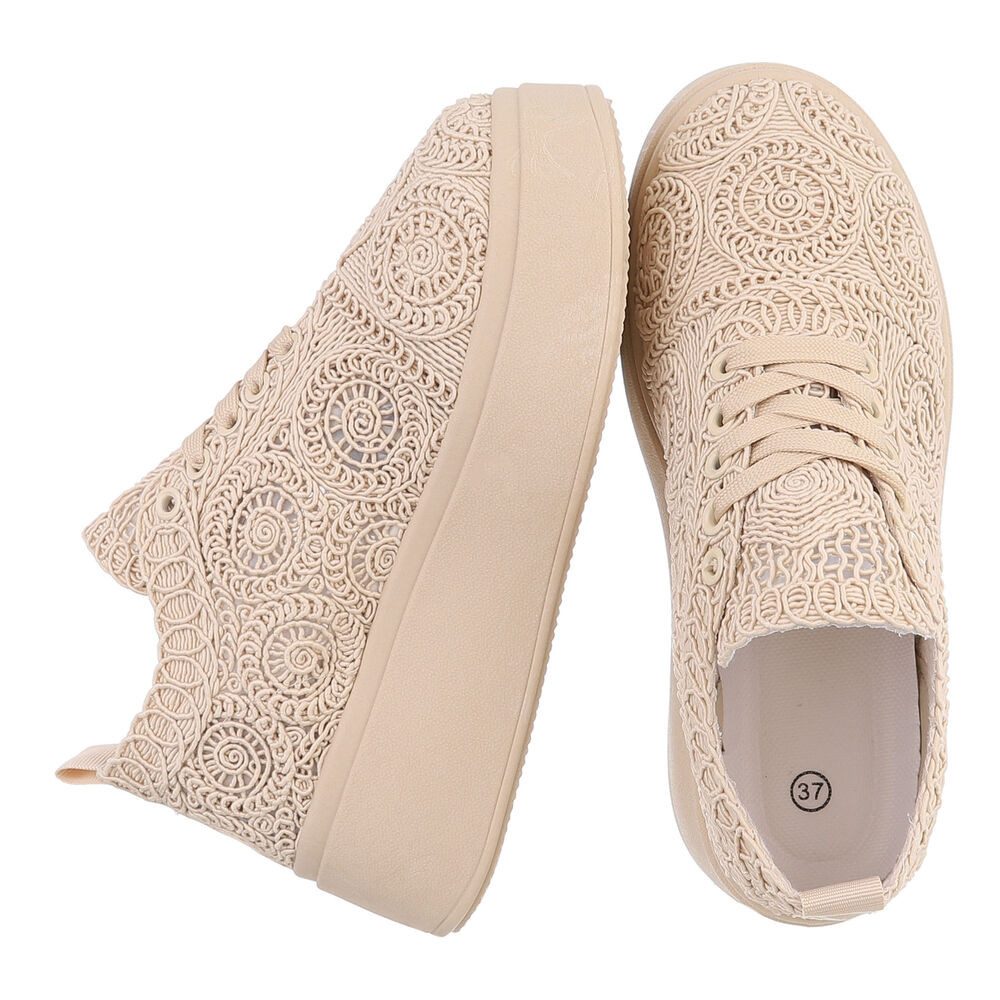 Ital-Design Damen Sneaker mit erhöhtem Komfort und kunstvollem Design Sneaker (91116880) Keilabsatz/Wedge Sneakers Low in Beige