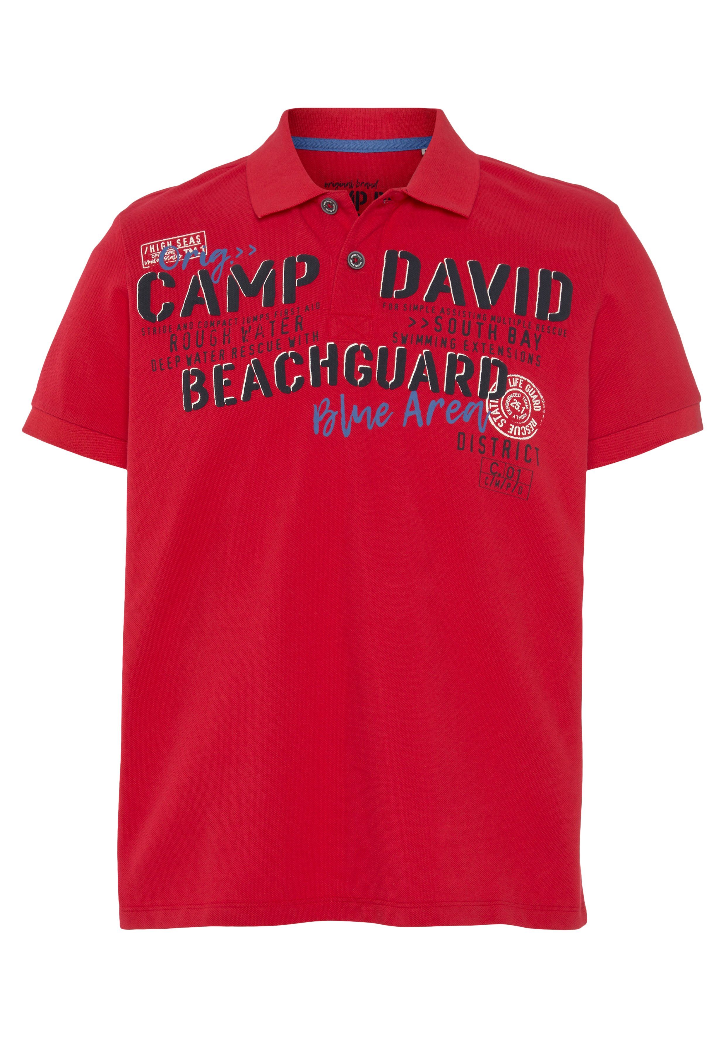 in DAVID red hochwertiger Piqué-Qualität Poloshirt sun CAMP