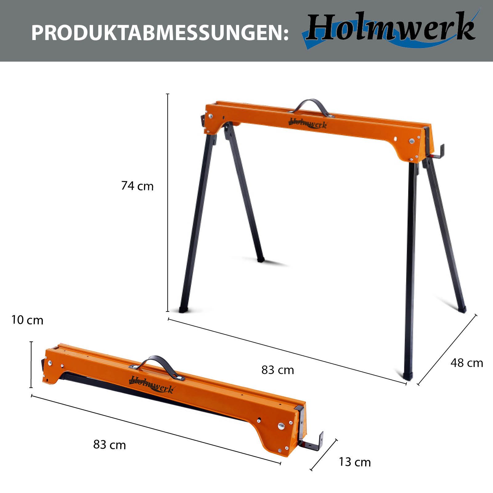 TRUTZHOLM Klappbock 2x Arbeitsbock, Gerüstbock, bis 500 kg, mit Griff, (Set, 2-St), robust, transportabel, klappbar, stabil