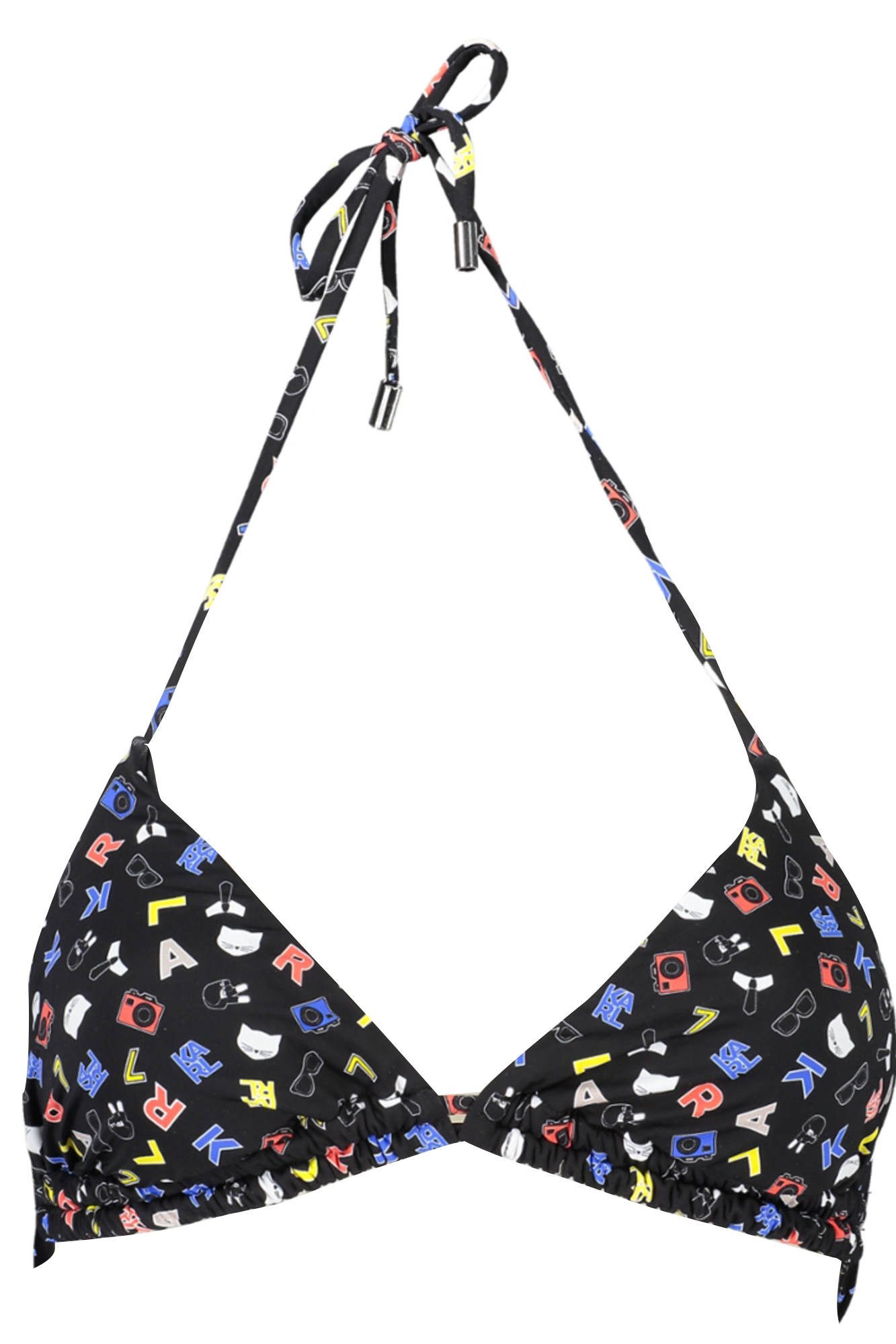 KARL LAGERFELD Badeanzug Elegantes schwarzes Dreiecksbikini-Oberteil für Damen - Stilvoll & Vi