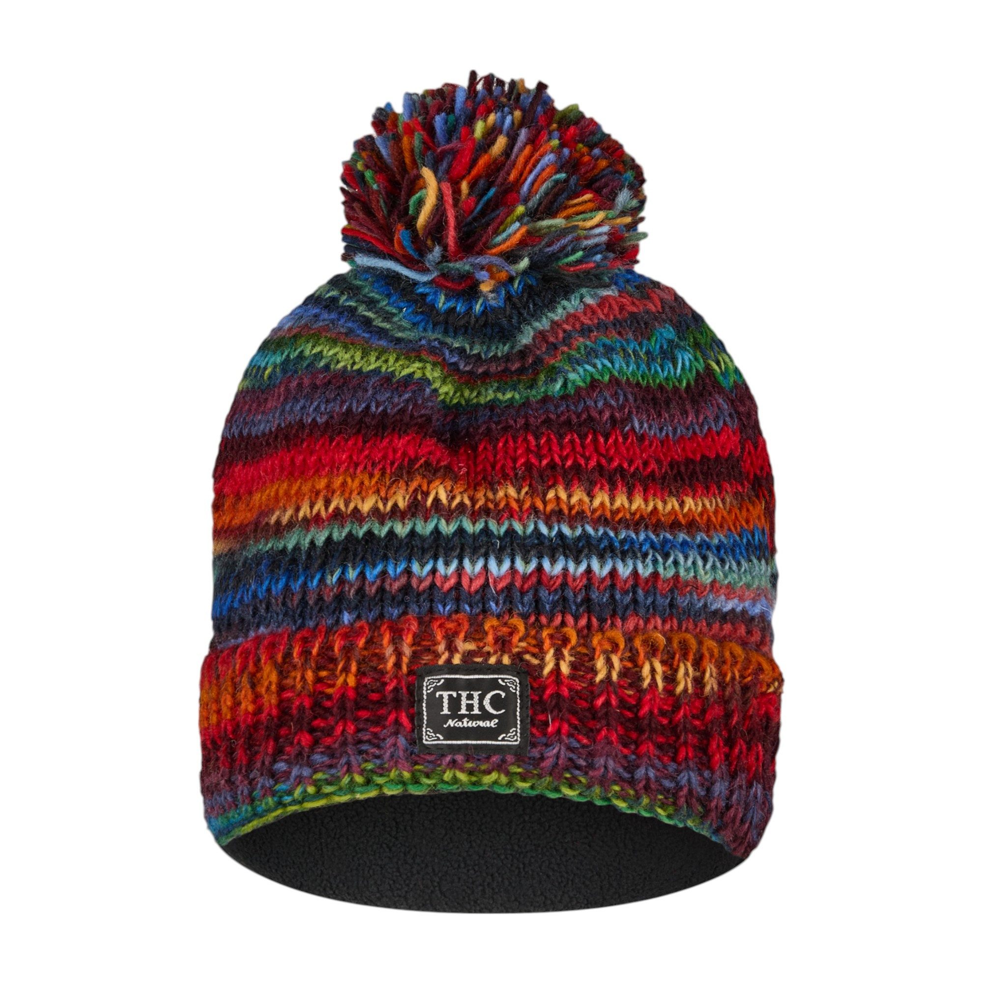 THC Natural Line Strickmütze THC Schafwoll Pudelmütze 727 bunt (1 Stück, 1-St., 1 Stück) gerippter Umschlag