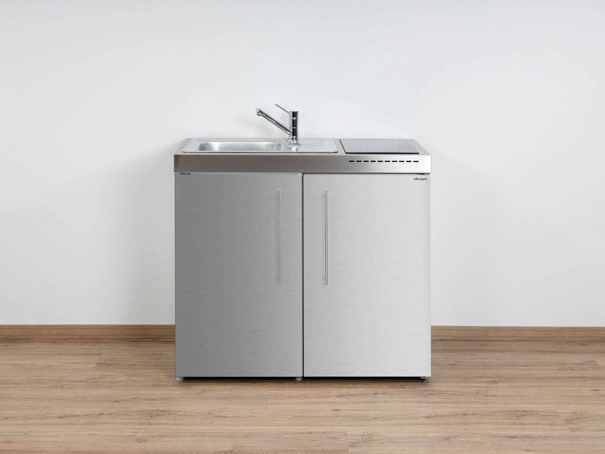 Stengel Küchenzeile MP 100 Edelstahl, Miniküche Premiumline, 100 cm, Edelstahl