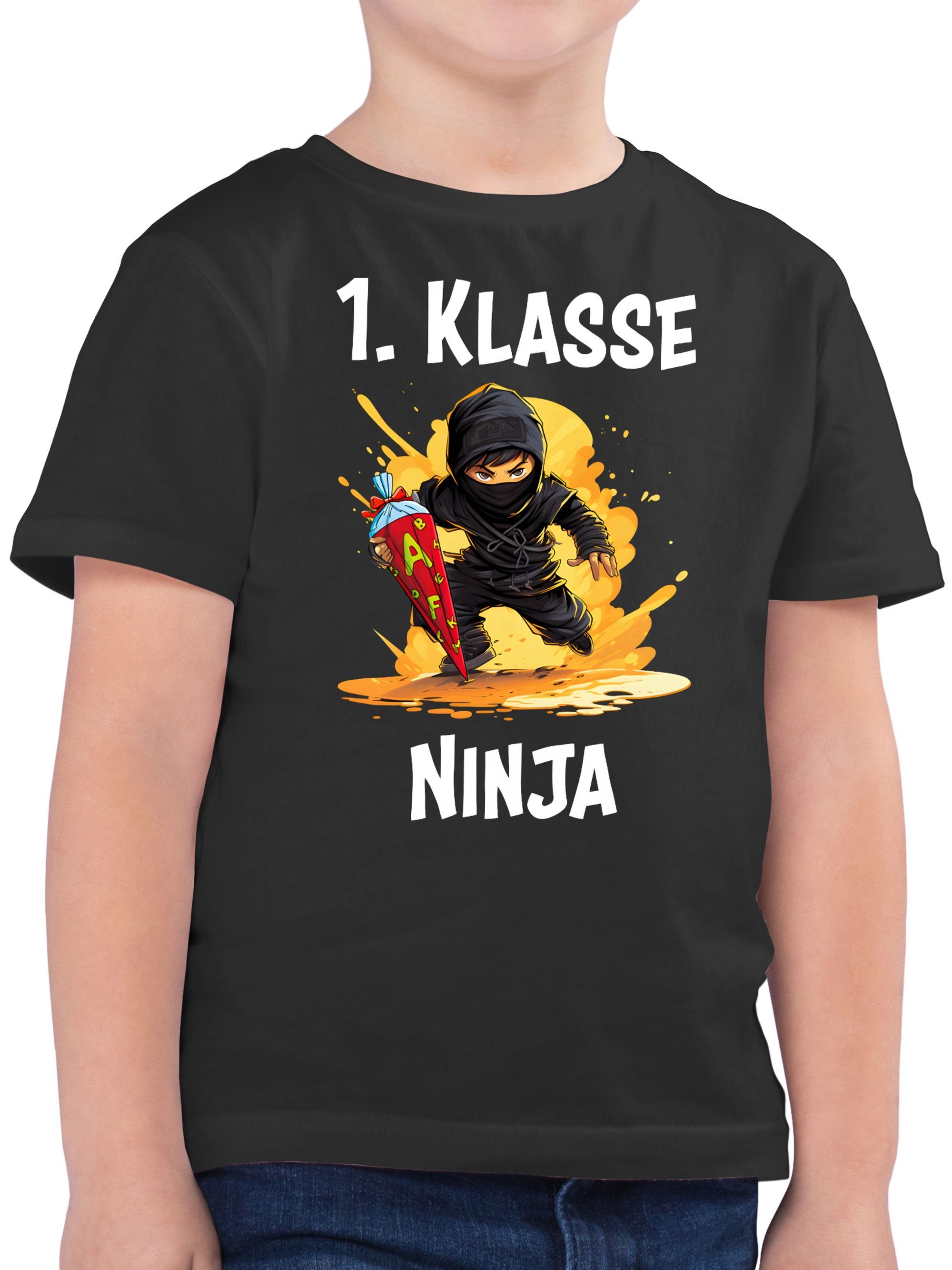 Shirtracer T-Shirt Ninja Einschulung Schulkind Junge 1. Erste Klasse Anthrazit Einschulung Schulanfang Geschenke Schulanfang 02