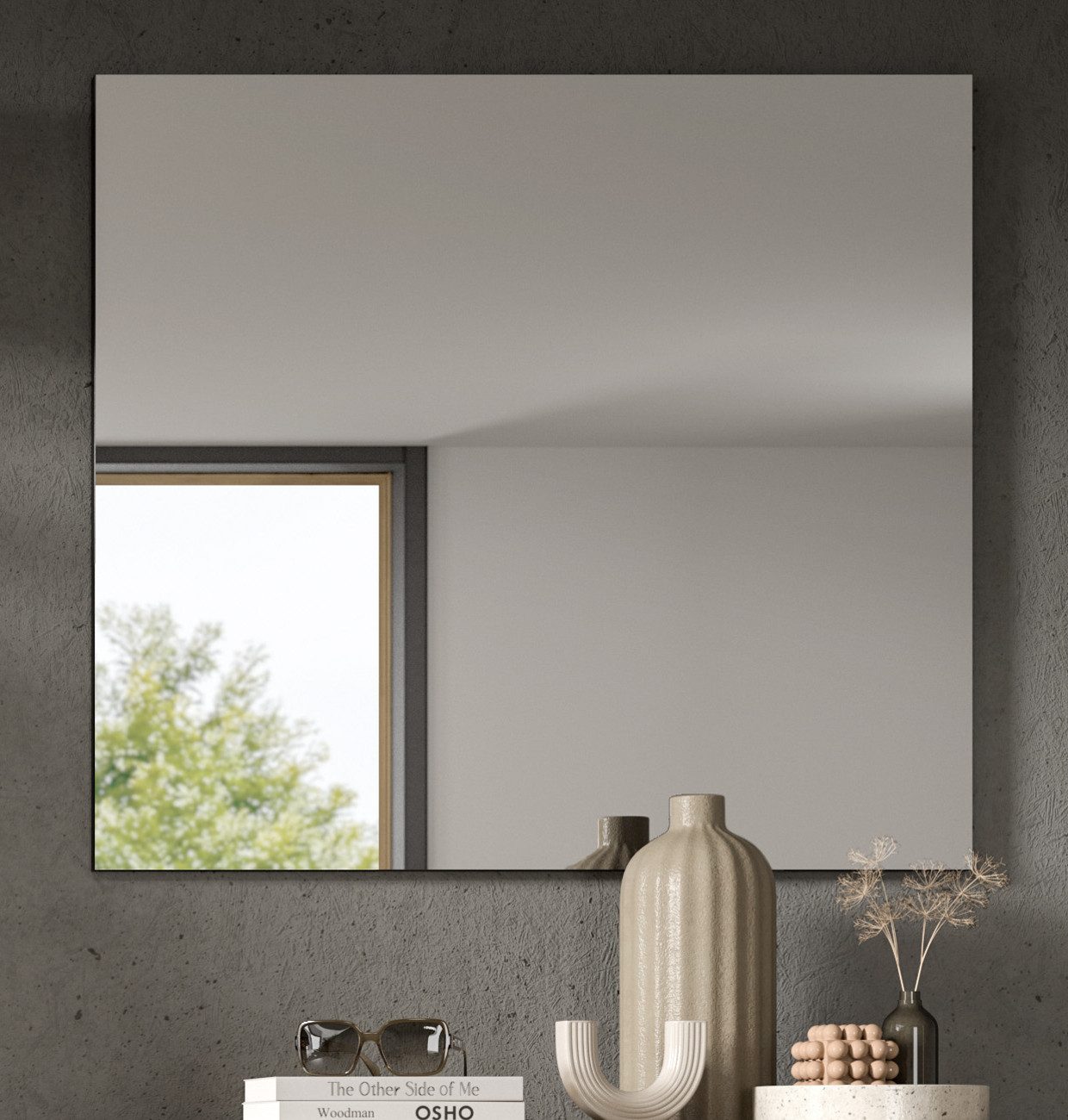 Inn.Furn Garderobenspiegel Cooper (Wandspiegel mit Basalt grau, 80 x 73 cm) günstig online kaufen