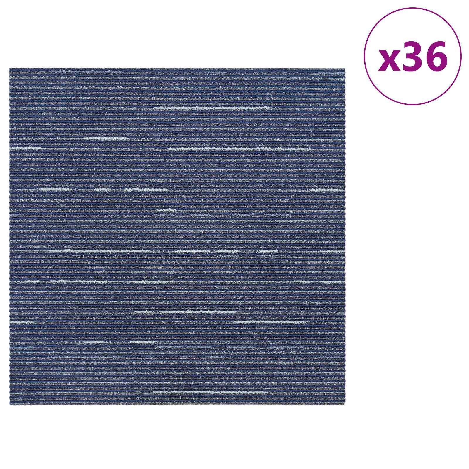 vidaXL Vinyllaminat 50 x 50 cm Teppichfliese Gestreift Blau 50x50 cm 36er Set PP und Bitum
