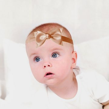 Timfanie Stirnband 2x Baby Kopfschmuck mit Schleife, stretch one-size, rosa + natur (rosa, creme, 2-St)