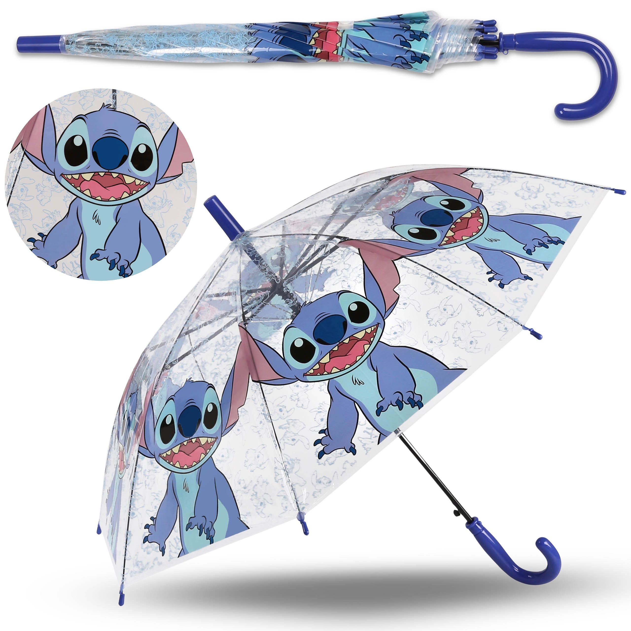 Disney Taschenregenschirm Disney Stitch automatischer, transparenter Regenschirm Jungen