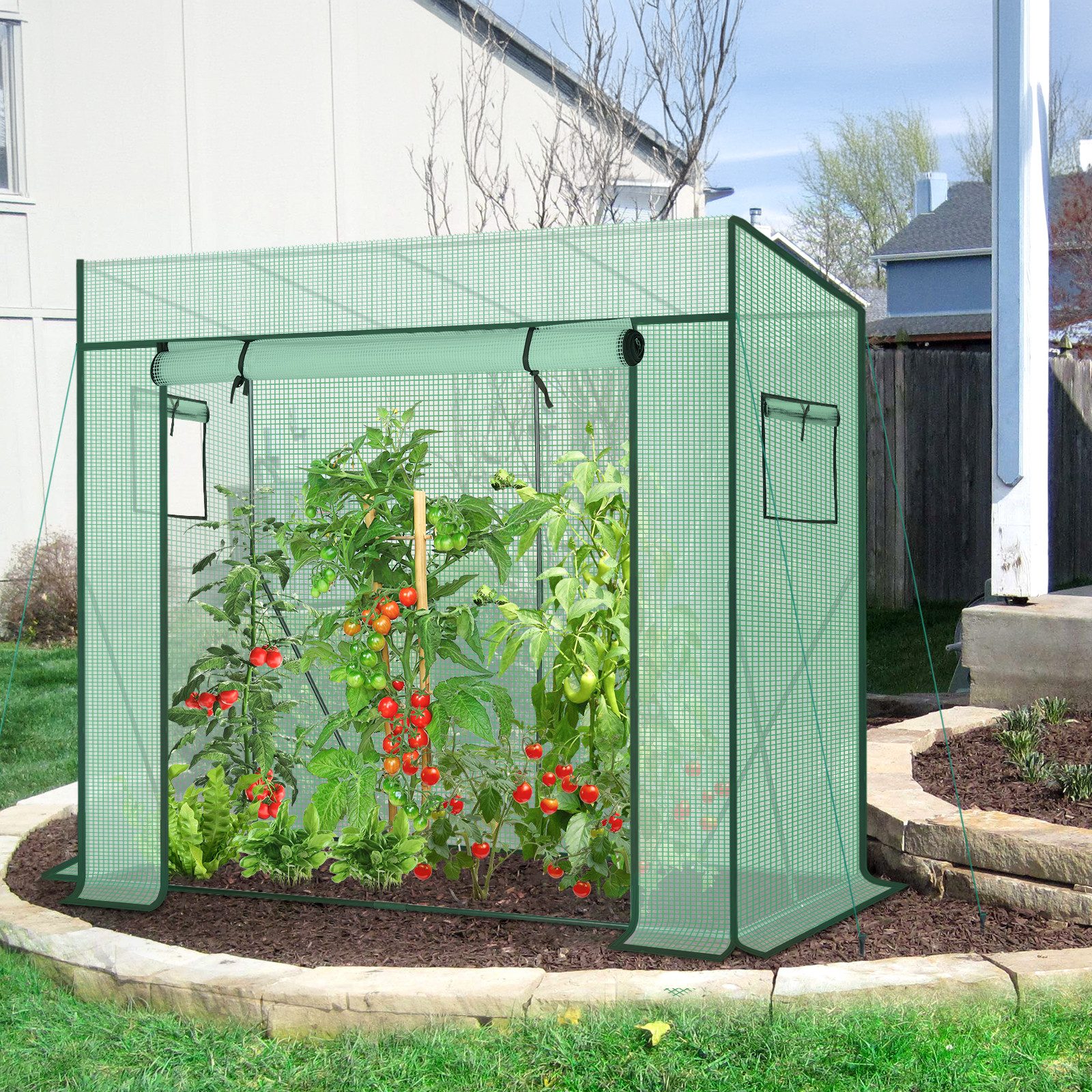 Sekey Gewächshaus Schrägdach Foliengew...