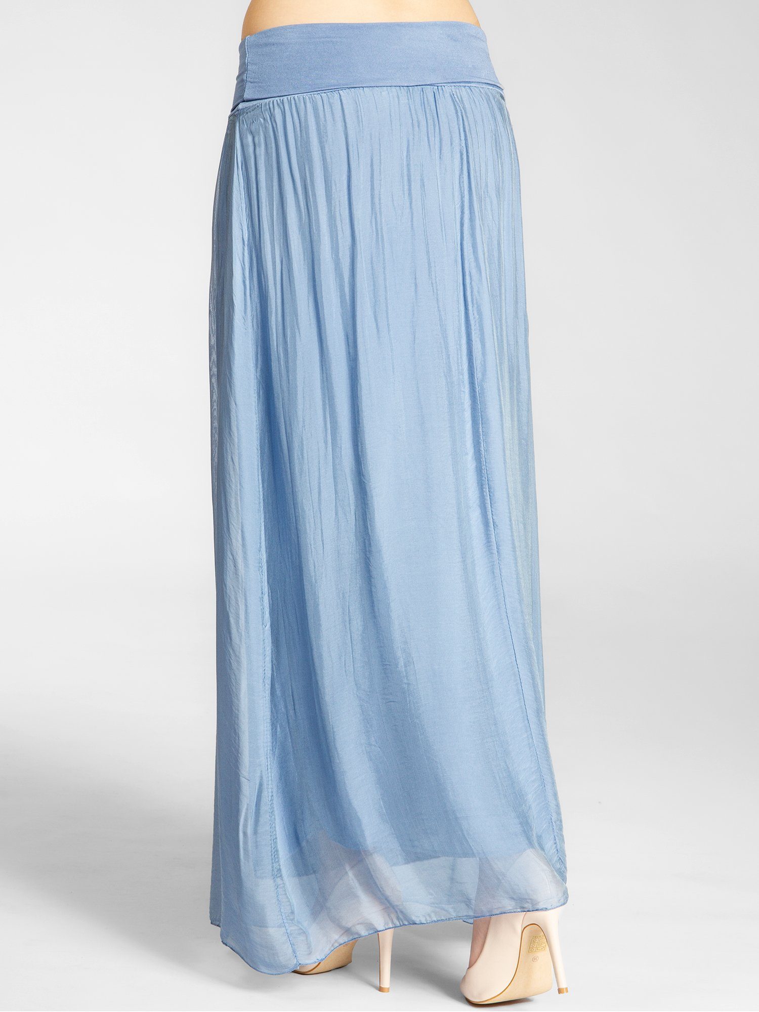 Caspar Faltenrock RO025 eleganter leichter Damen Sommer Rock mit Seidenanteil mit figurfreundlichem Stretch Bund - Made in Italy