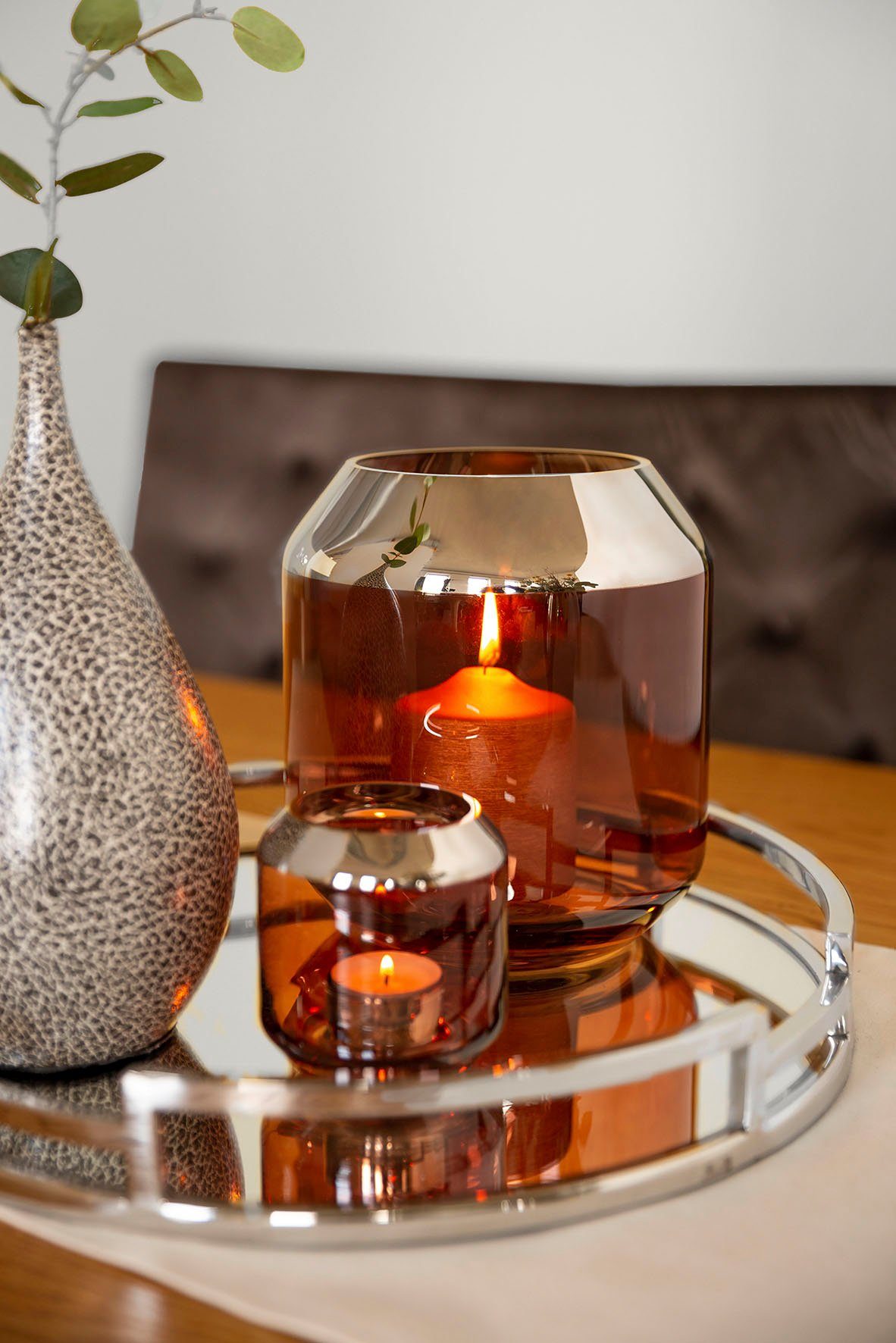 Fink Teelichthalter SMILLA (1 St), mundgeblasenem Kerzenhalter aus Glas