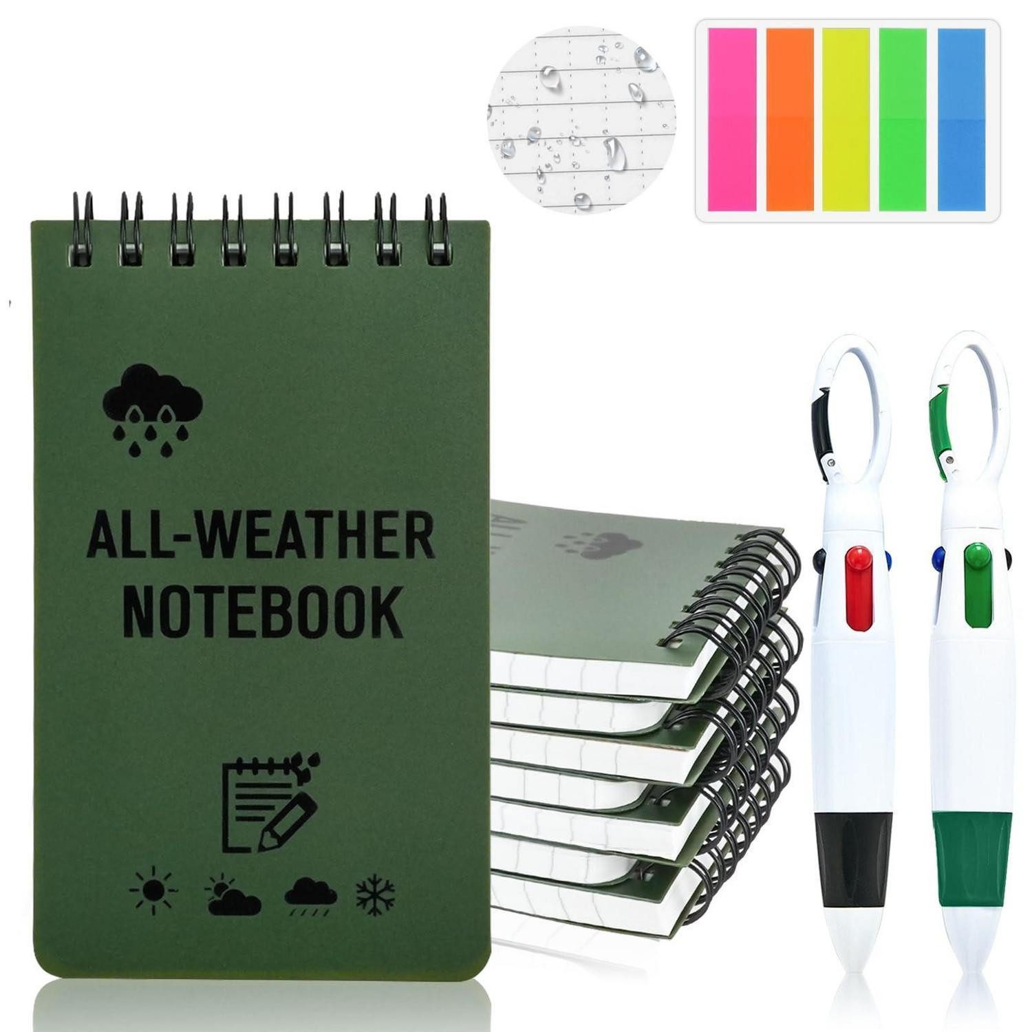 LuxusKollektion Notizblock Notizbuch Set wasserdicht 8 Stk Pocket 12,7x7,6cm mit Stifte