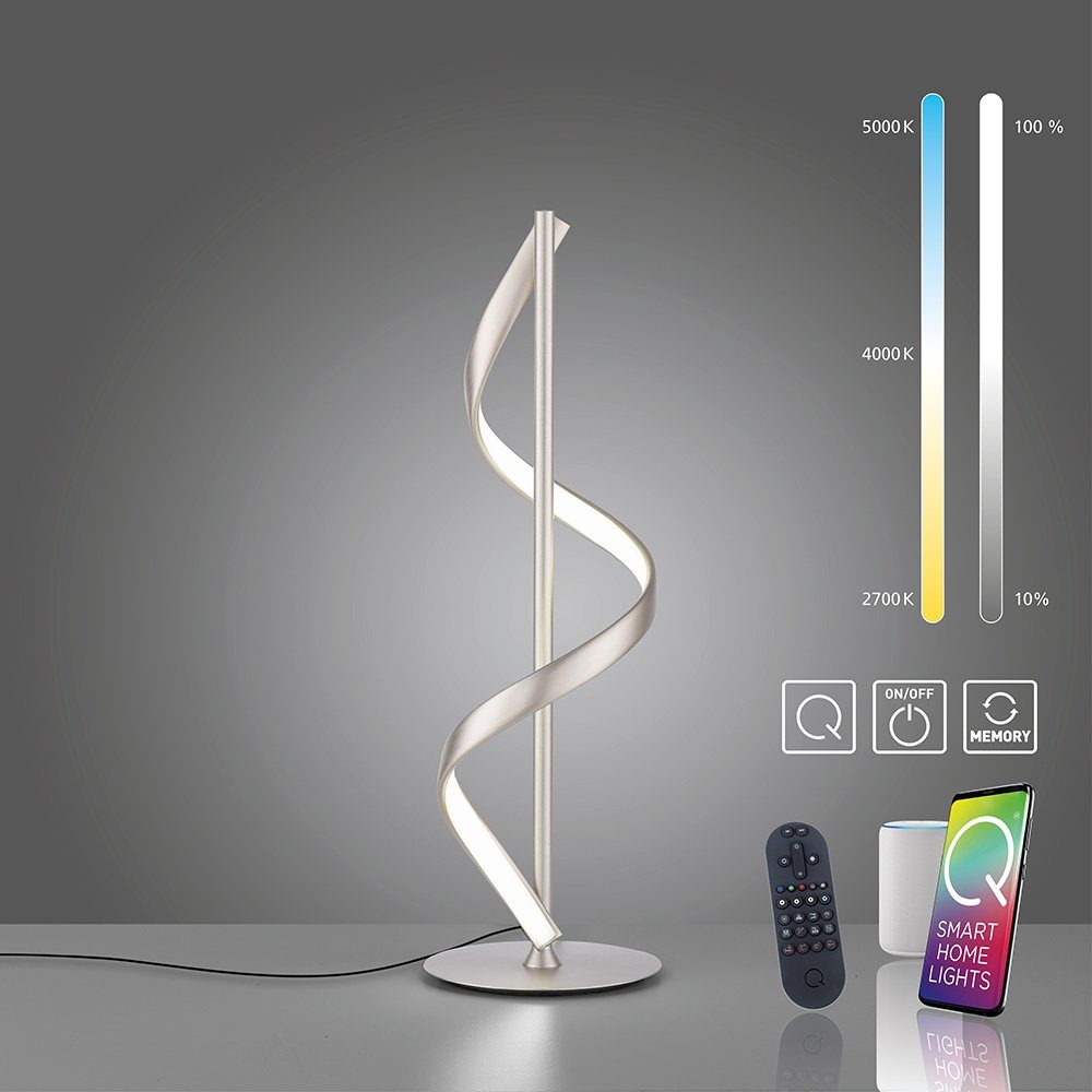 Paul Neuhaus Smarte Smart silber RGB, mit Dimmfunktion, Fernbedienung Q-SWING Tischleuchte LED Alexa, with Home, Works Memoryfunktion, LED-Leuchte Leuchtmittel, CCT, APP, Home, Smart
