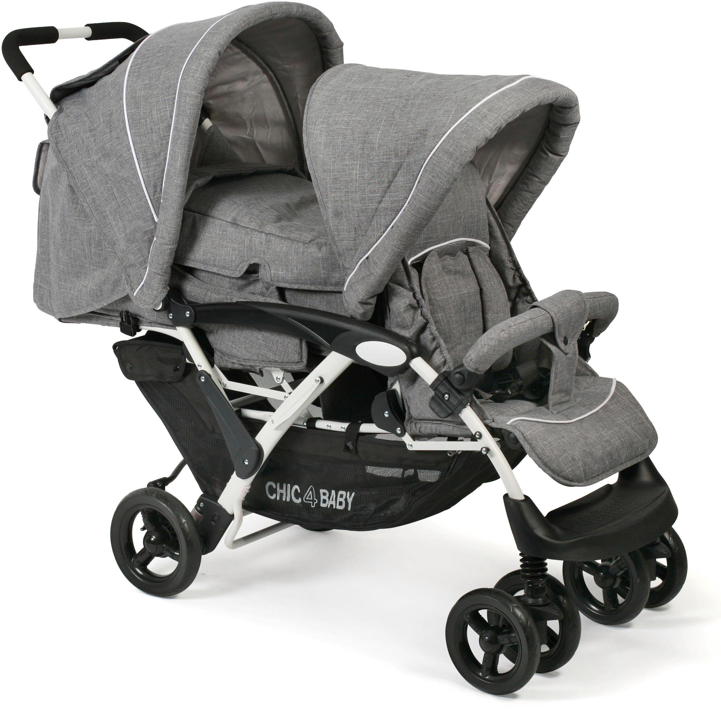 Geschwisterwagen Duo, Melange grau
