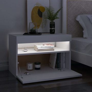 vidaXL Nachttisch Nachttisch mit LED-Leuchten Weiß 60x35x40 cm Spanplatte