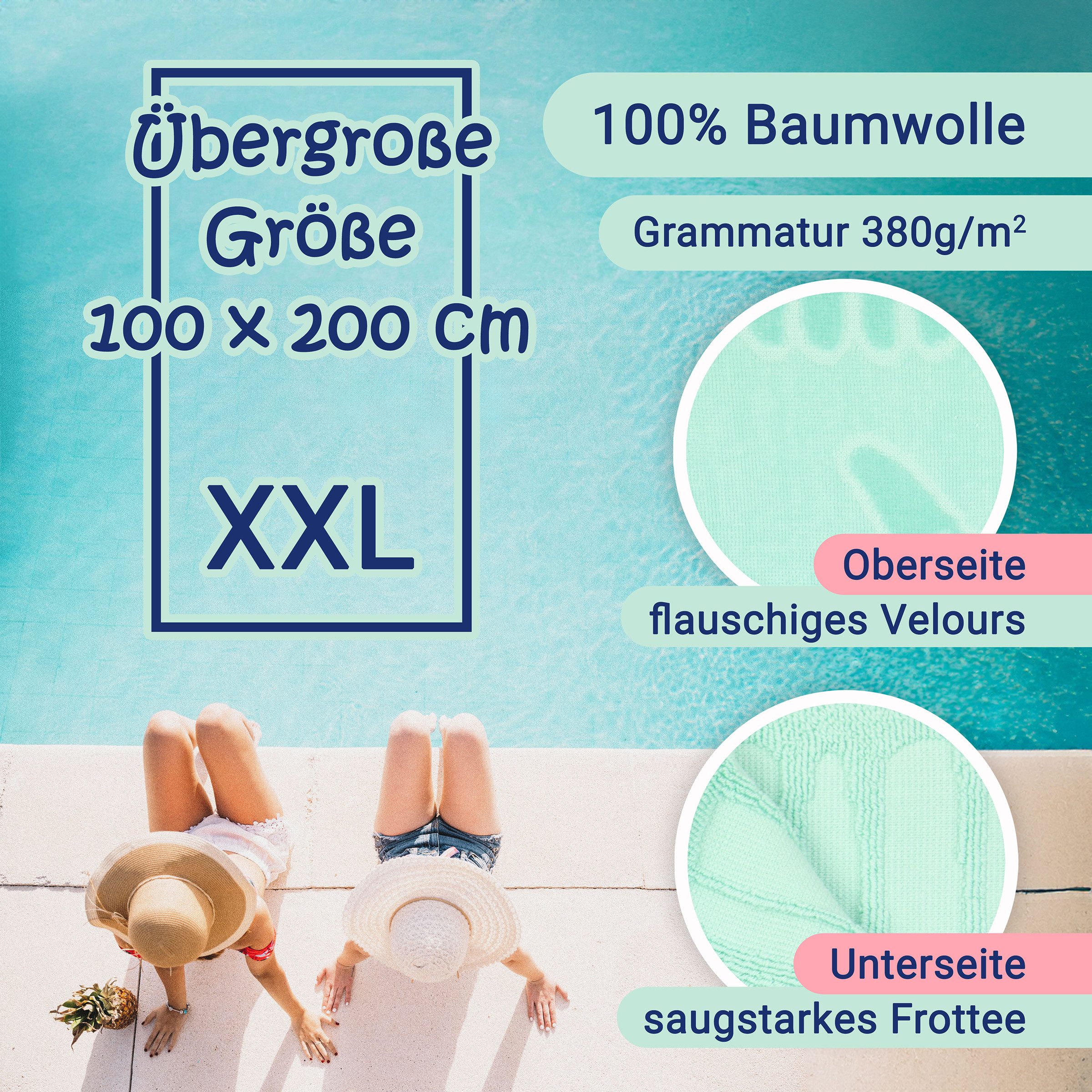 ZOLLNER Strandtuch, Frottier (1-St), 100 x 200 cm, 100% Baumwolle, vom Hotelwäschespezialisten