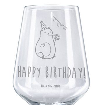 Mr. & Mrs. Panda Rotweinglas Avocado Geburtstag - Transparent - Geschenk, Hochwertige Weinaccessoi, Premium Glas, Stilvolle Gravur