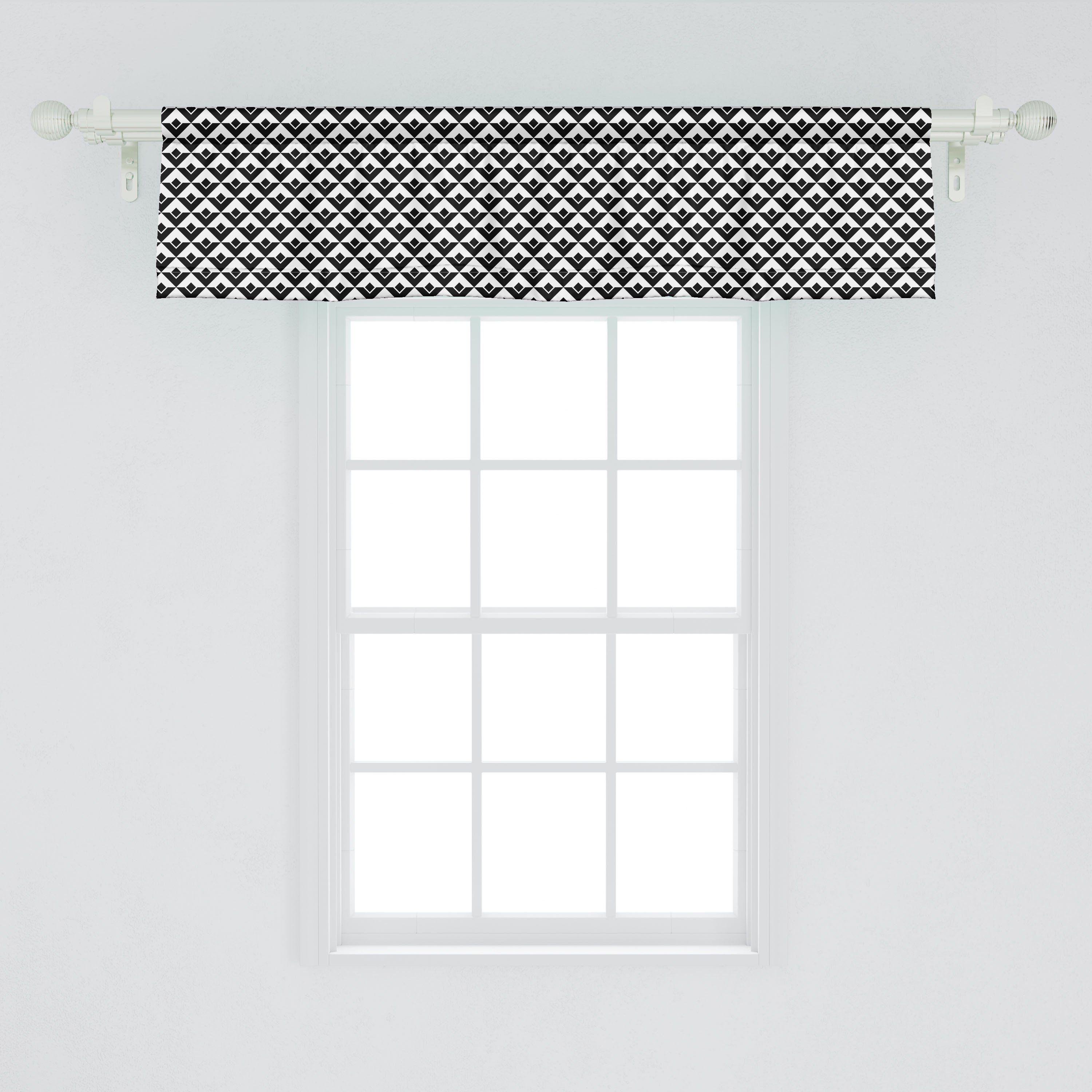 Scheibengardine Vorhang Volant für Dekor mit Abstrakt Microfaser, Stangentasche, Monotone Abakuhaus, Diagonal Squares Schlafzimmer Küche