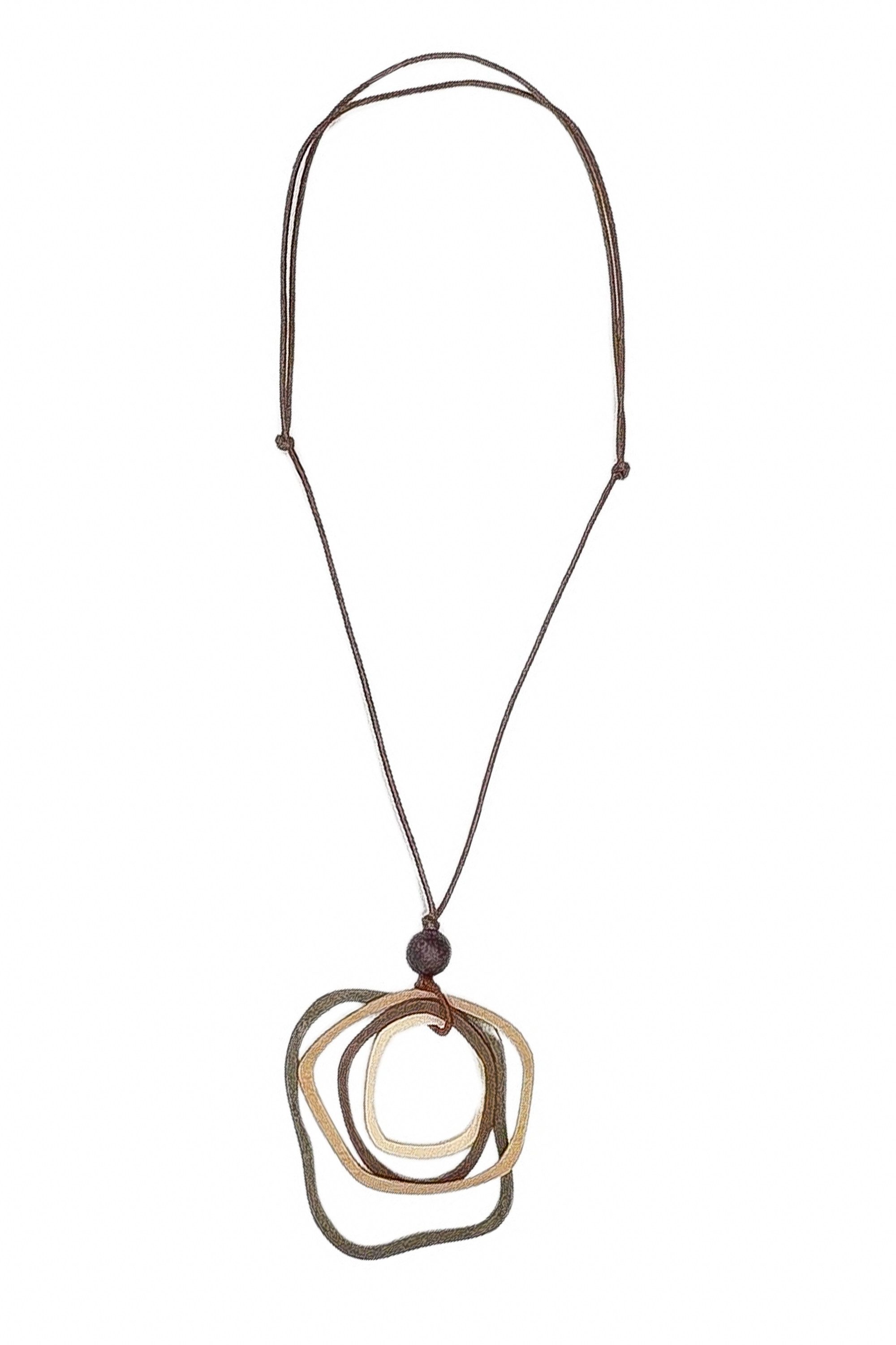 COLLEZIONE ALESSANDRO Lange Kette Flor, Anhänger aus vier Holzringen
