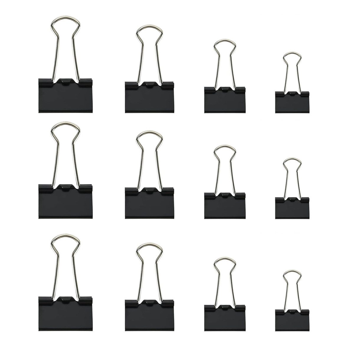 FELIXLEO Büroklammer 170 Foldback Klammern Set 15 19 25 32 mm Schwarz