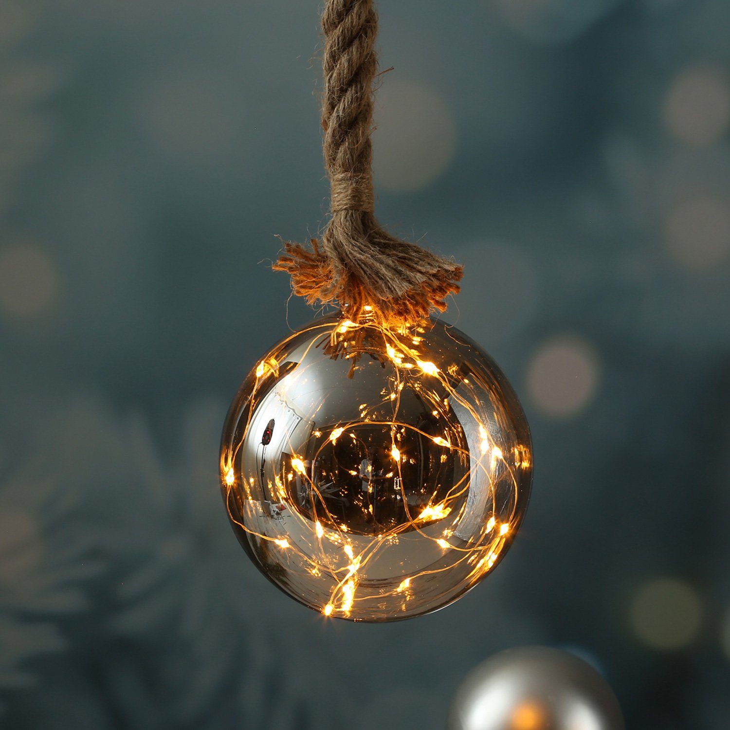 MARELIDA LED Dekolicht LED Glaskugel Deko Kugel Juteseil beleuchtet Timer R günstig online kaufen
