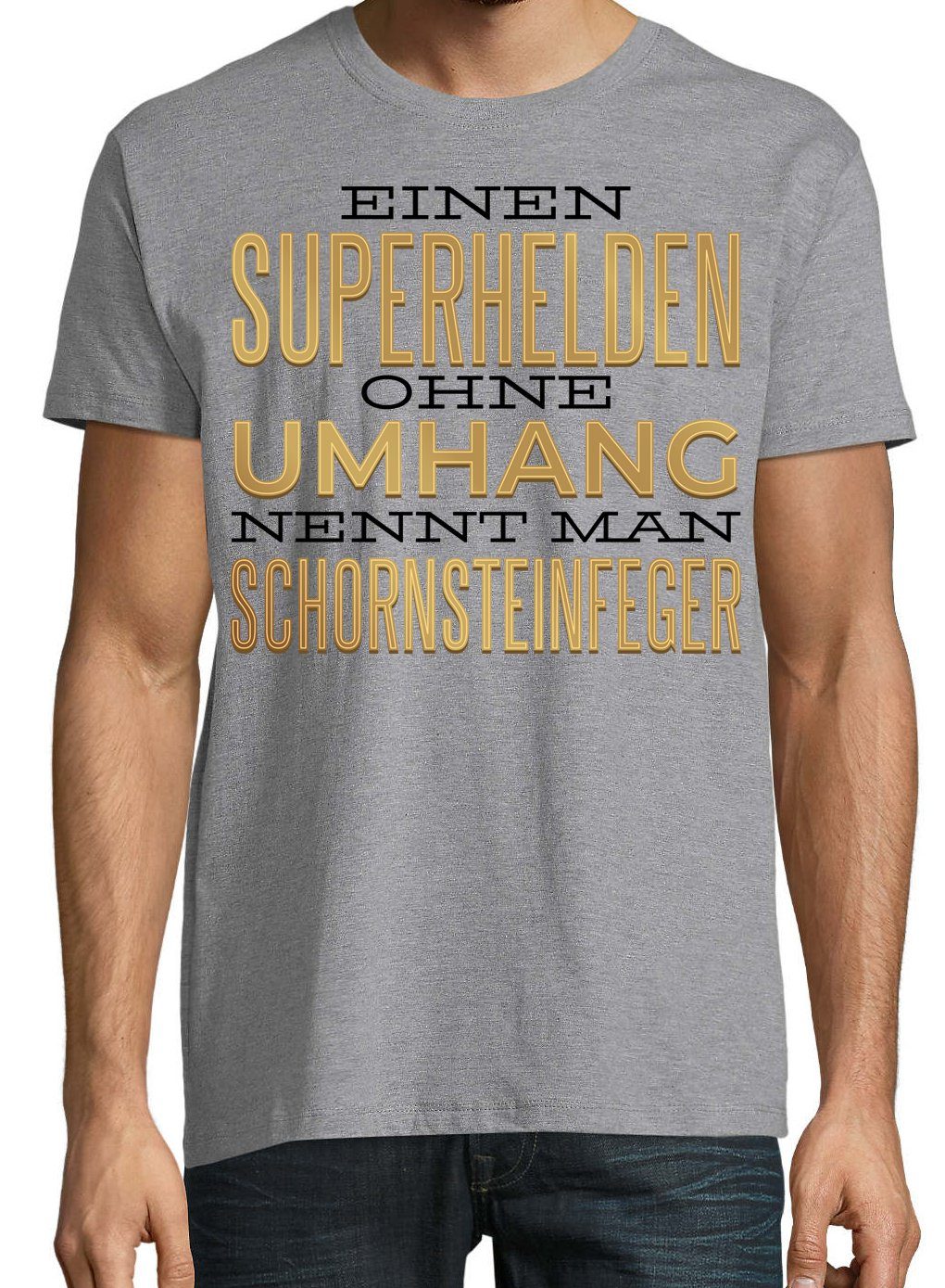 Youth Herren Grau Spruch Shirt Designz lustigem Schornsteinfeger mit Print T-Shirt