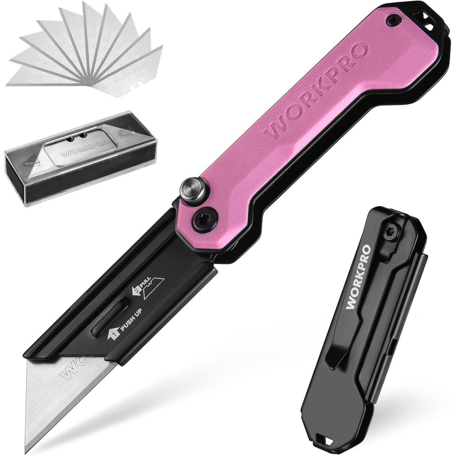 LuxusKollektion Cuttermesser Klappmesser Cuttermesser Schnellwechsel G10 SK5 Leder PVC Rosa