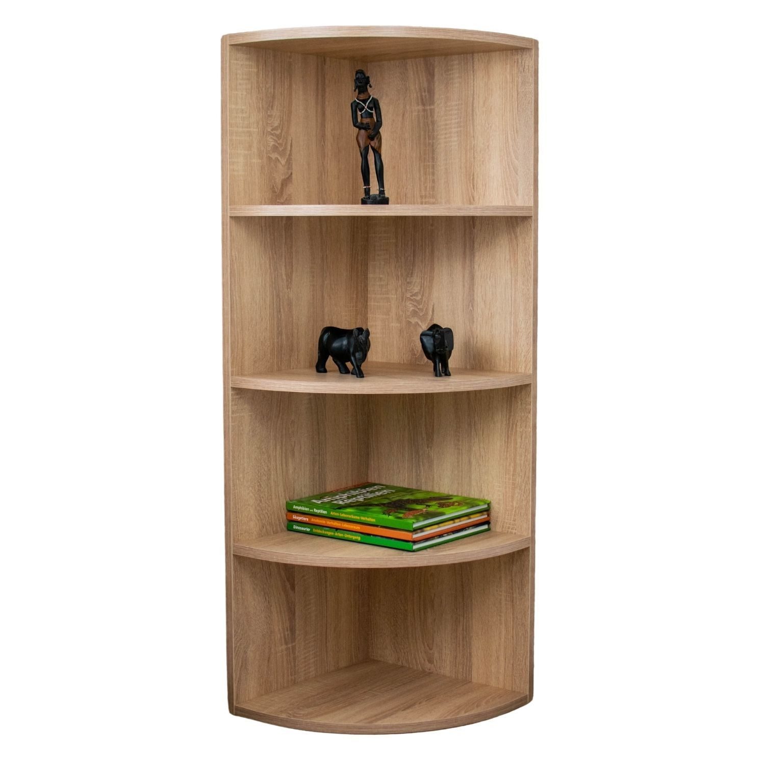 Coemo Standregal CORNER 120, Natur 4 Fächer Eckregal 40x40x120 cm Regal aus Holz Bücherregal