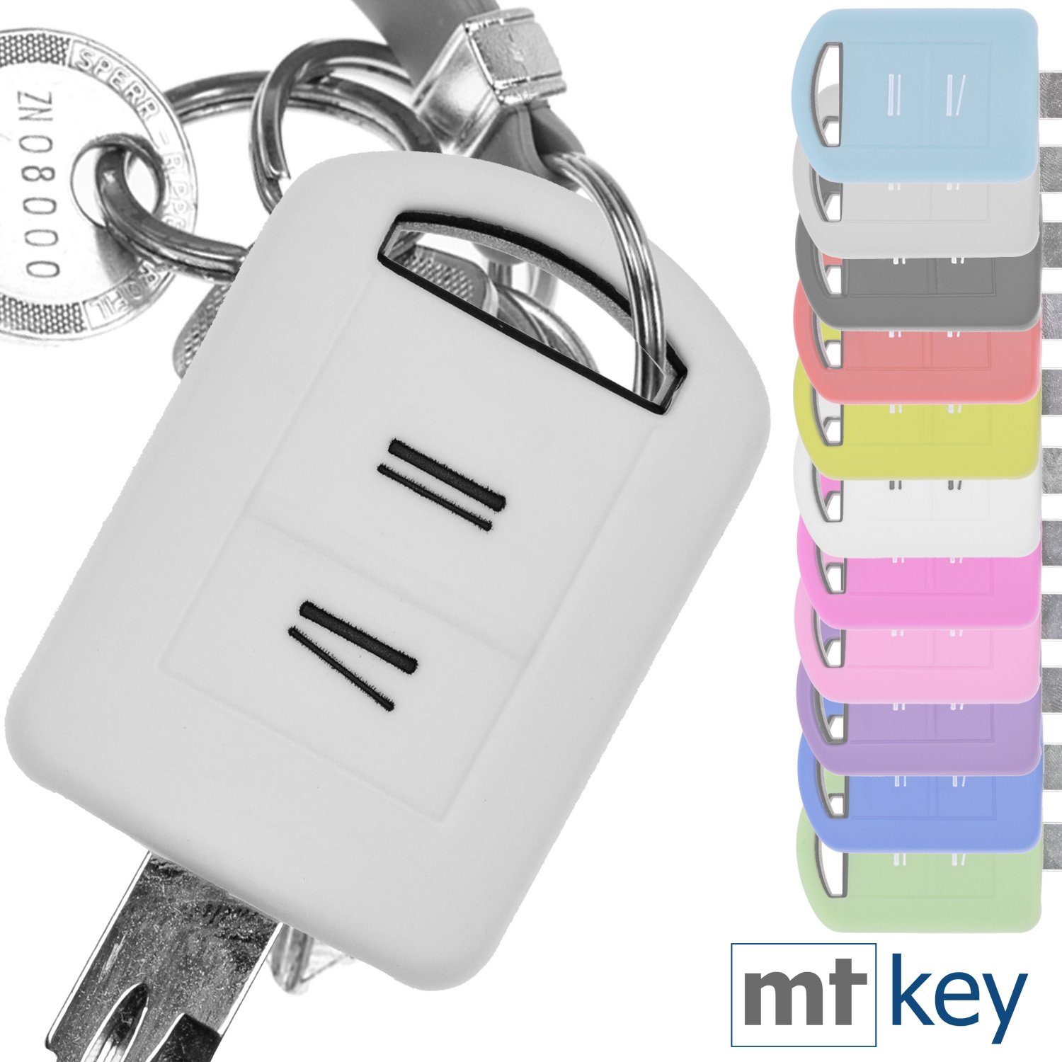 mt-key Schlüsseltasche Autoschlüssel Softcase Silikon Schutzhülle Weiß, Opel Combo C Corsa C Meriva A Tigra TwinTop