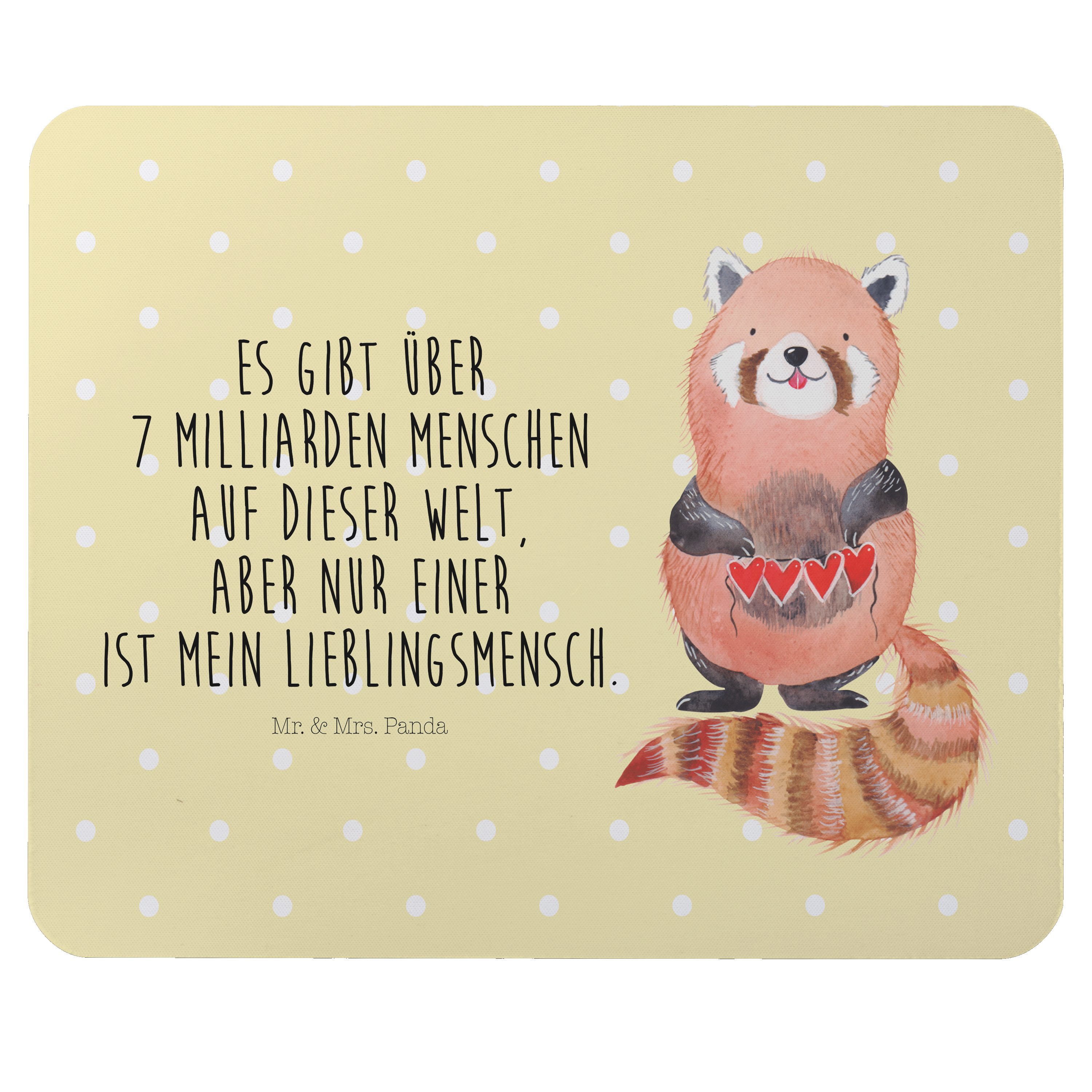Mr. & Mrs. Panda Mauspad »Roter Panda Gelb Pastell Geschenk, gute