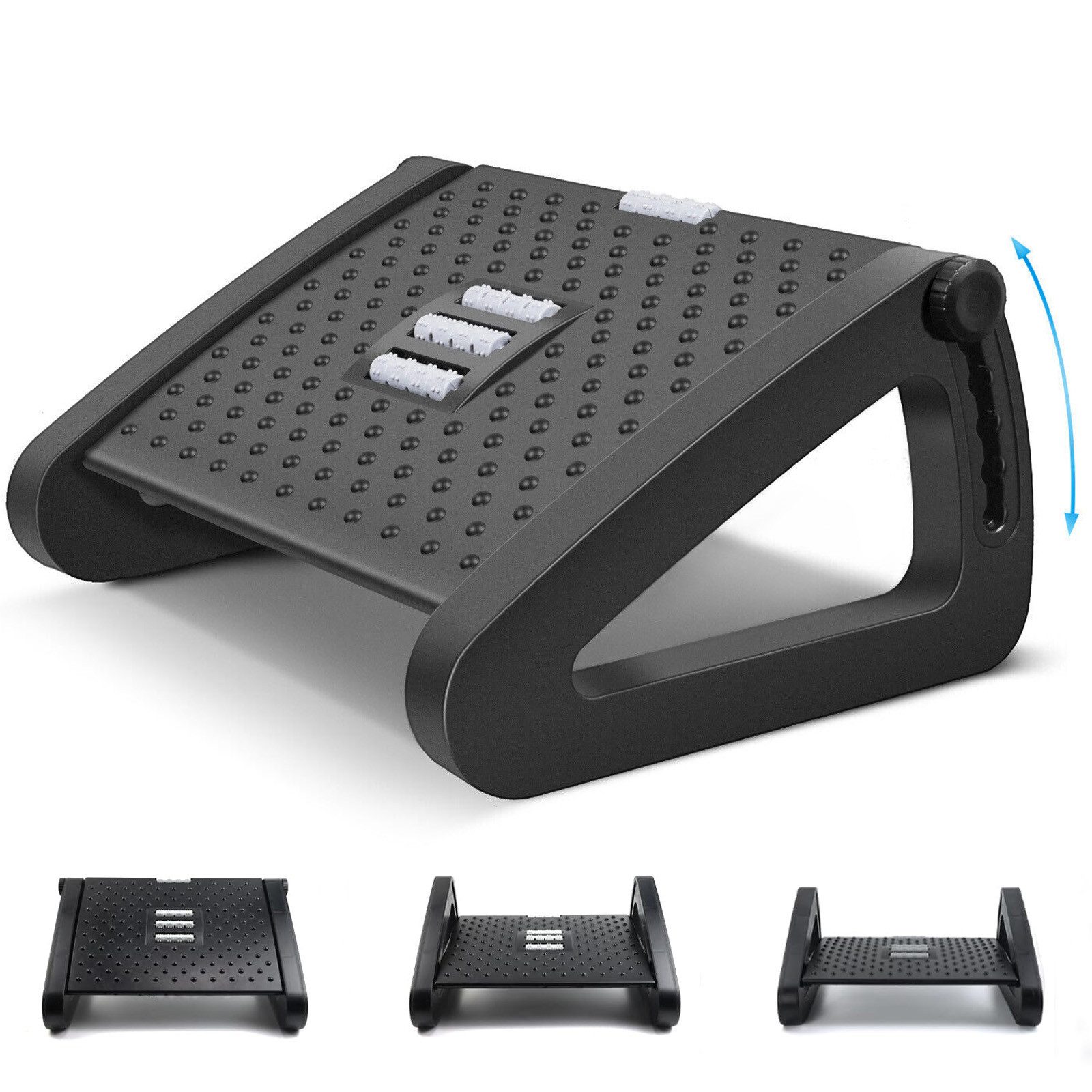 AKKEE Fußhocker Höhenverstellbar, mit Massageoberfläche, Fußstütze, Ergonomisches Design