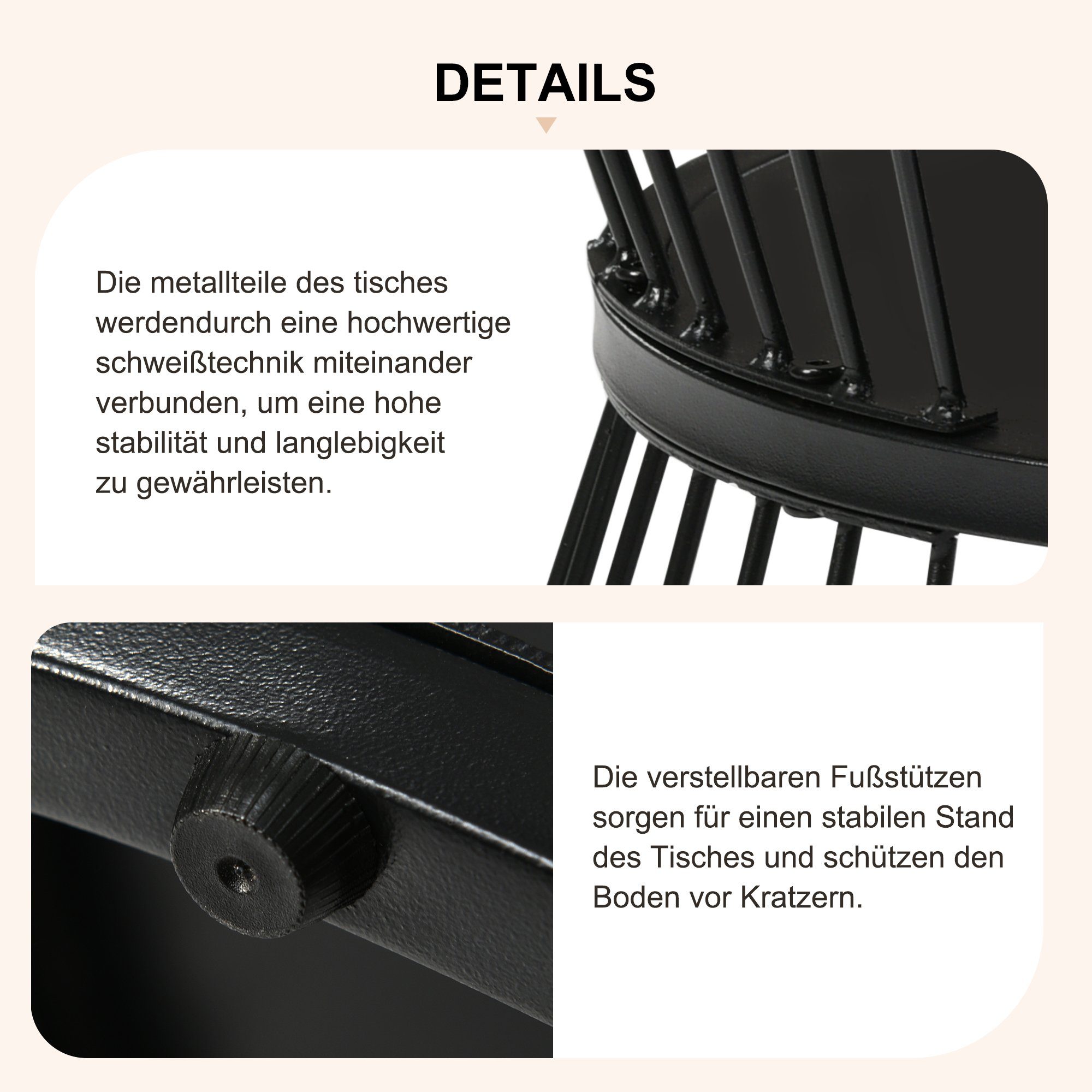 Couchtisch Sofa Schwarz Set, Seite Runde Satz Braun+Schwarz Beistelltisch Tischen OKWISH (Couchtisch Frame Farbe Satz von Furnier Endtische), 2, von Nest Marmor 2er und